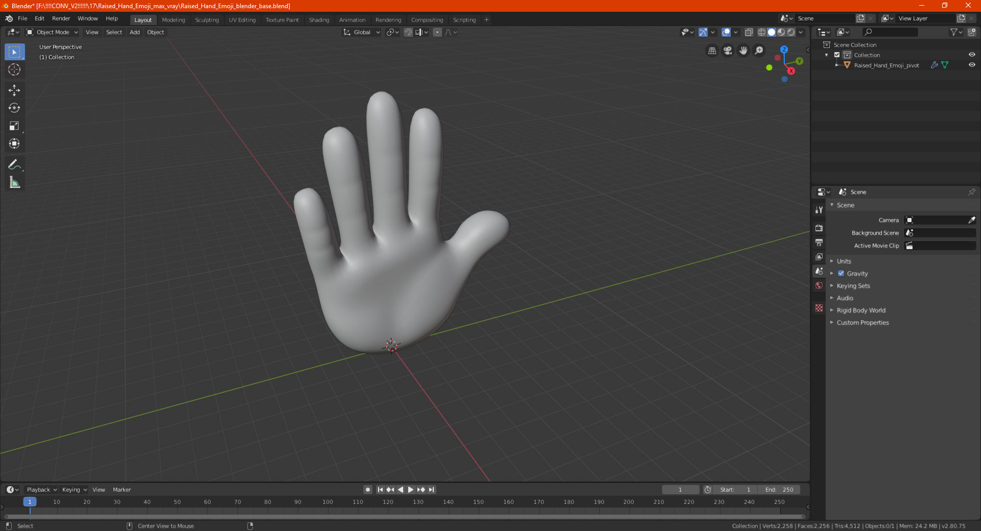 Raised Hand Emoji 3D