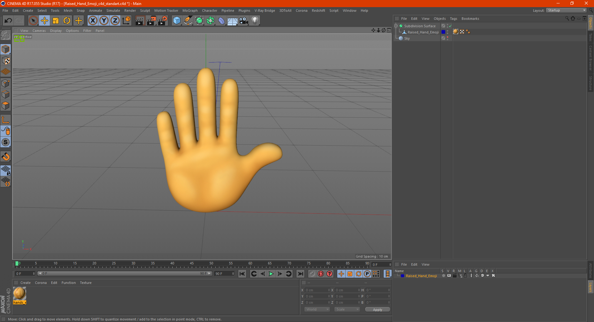 Raised Hand Emoji 3D