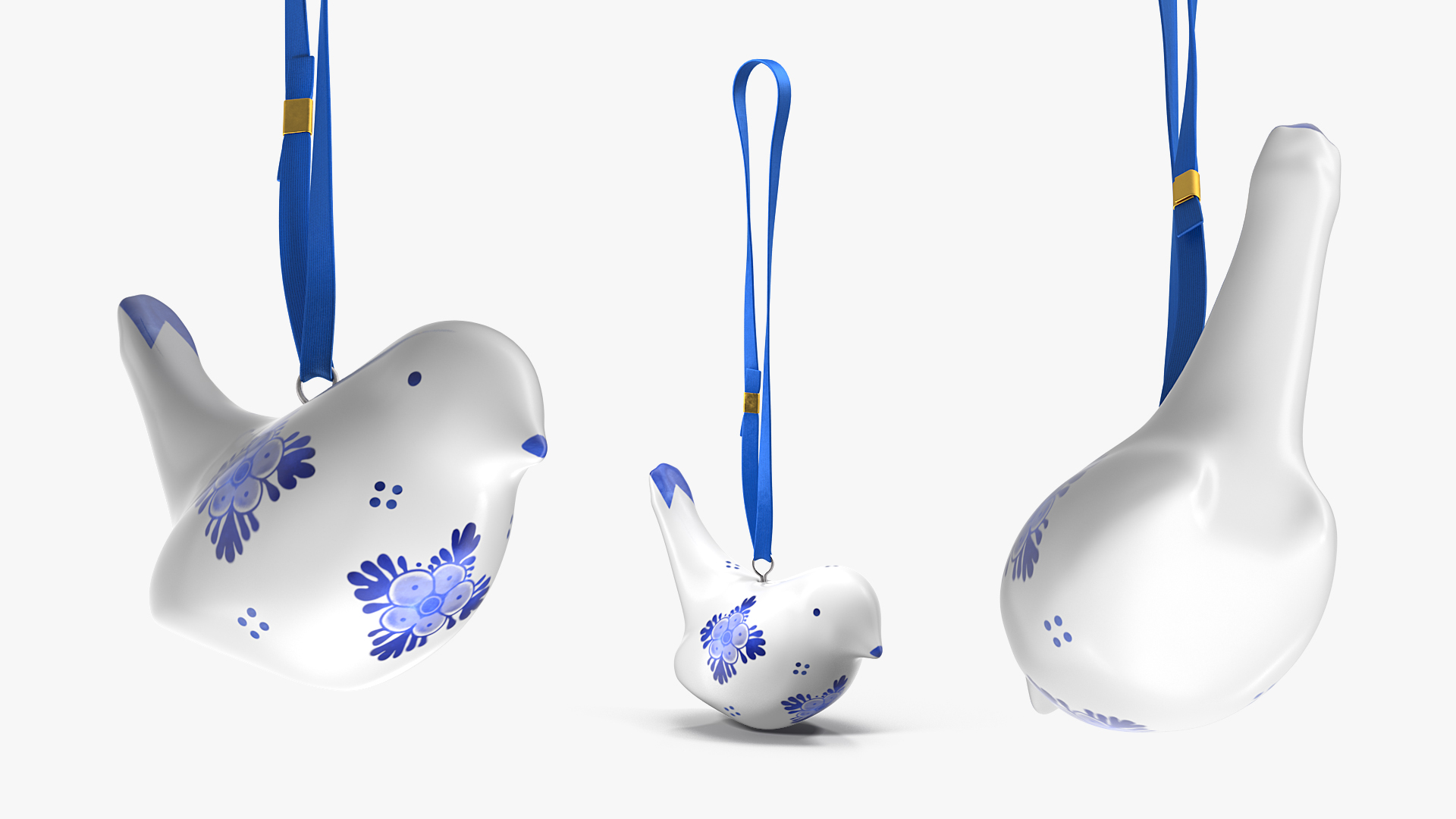 3D Christmas Ornament Bird Blue with Rope model