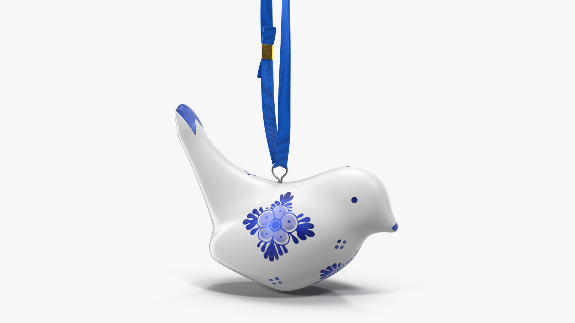 3D Christmas Ornament Bird Blue with Rope model