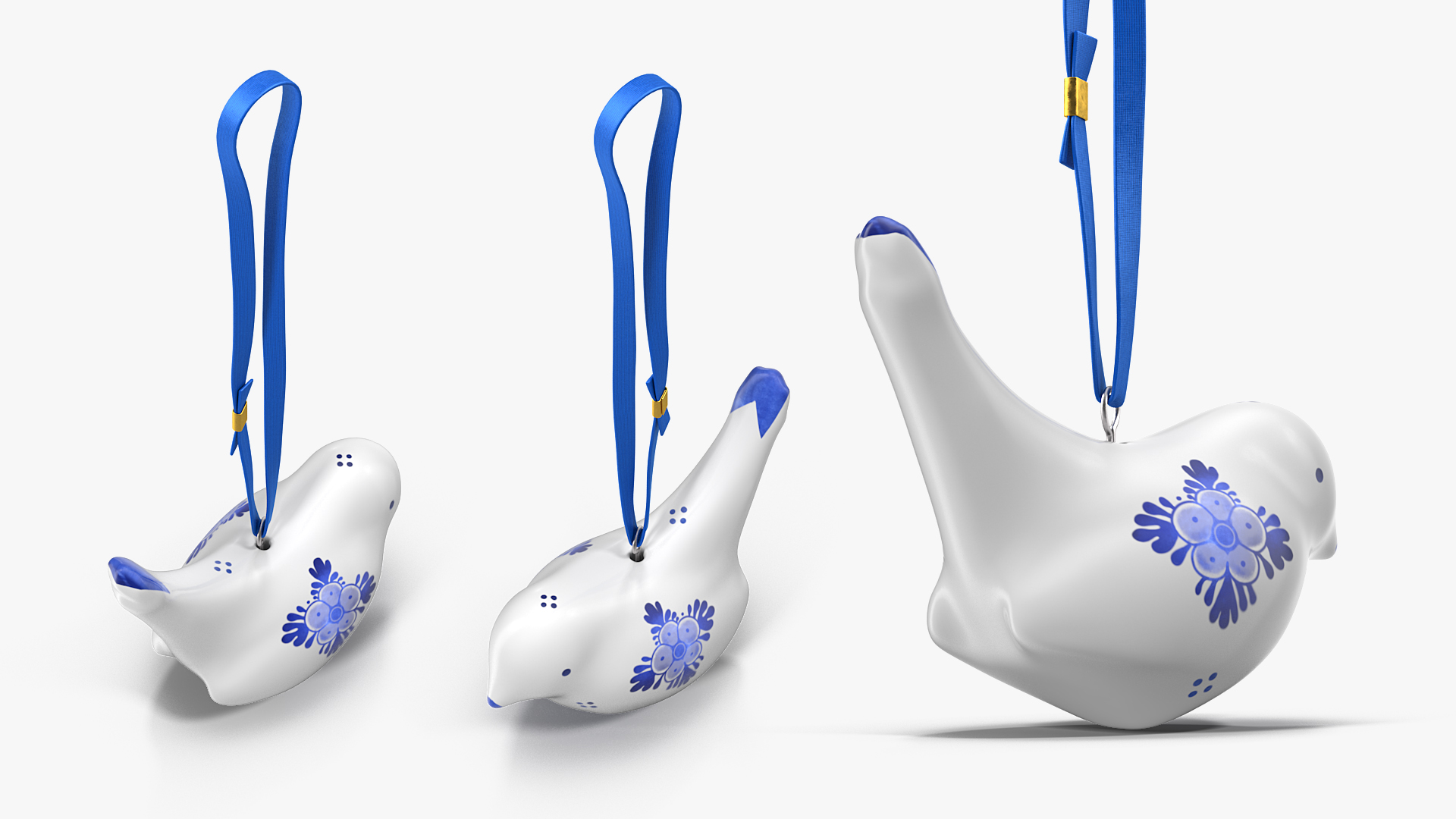 3D Christmas Ornament Bird Blue with Rope model