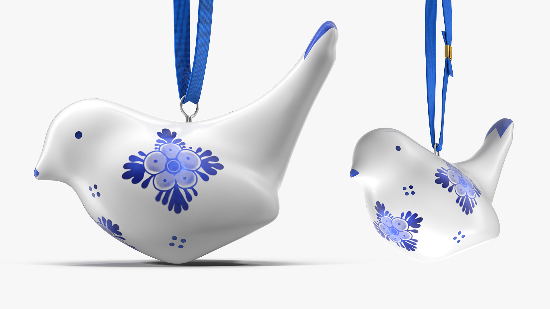 3D Christmas Ornament Bird Blue with Rope model