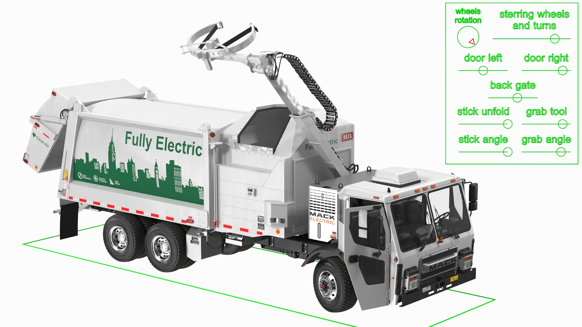 LR Electric Mack White Simple Interior Rigged for Maya 3D model