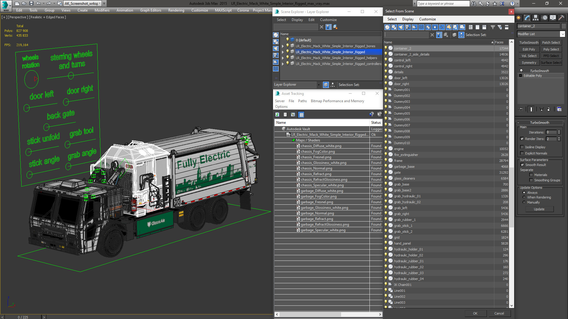 LR Electric Mack White Simple Interior Rigged for Maya 3D model