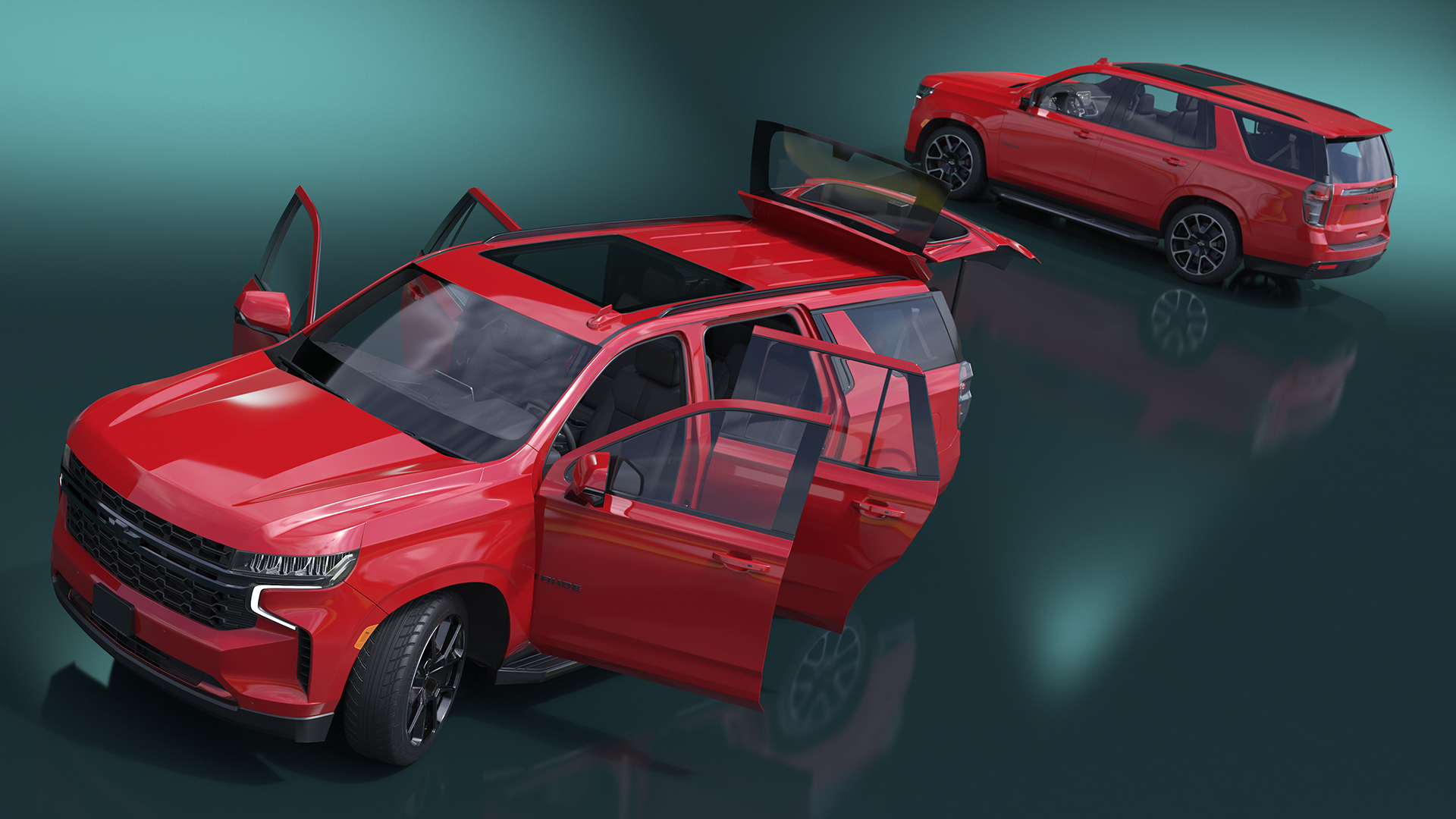 3D model Red SUV Chevrolet Tahoe 2024 Rigged