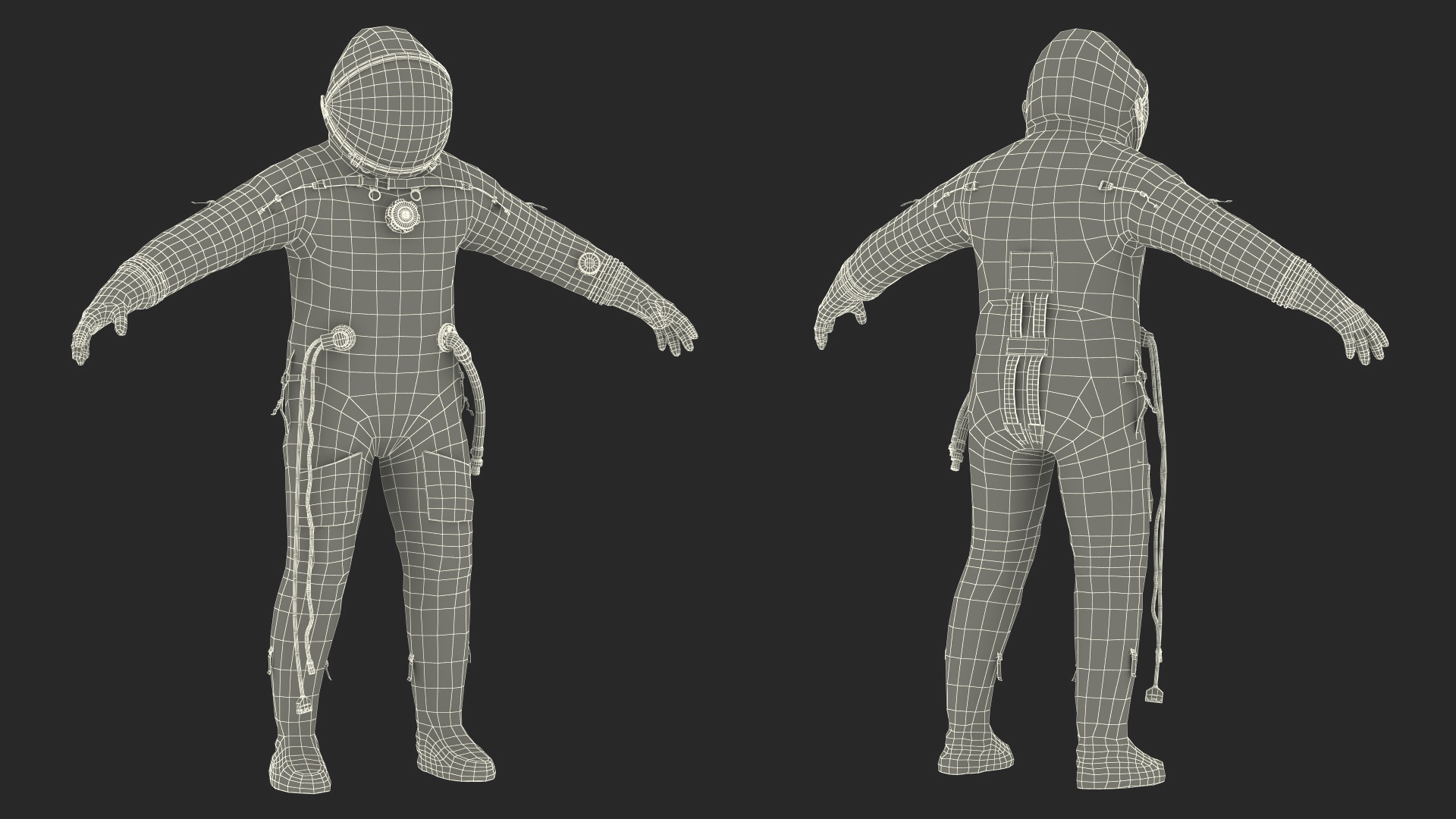 3D Astronaut Wears a Russian Sokol Suit KV2 Rigged for Maya