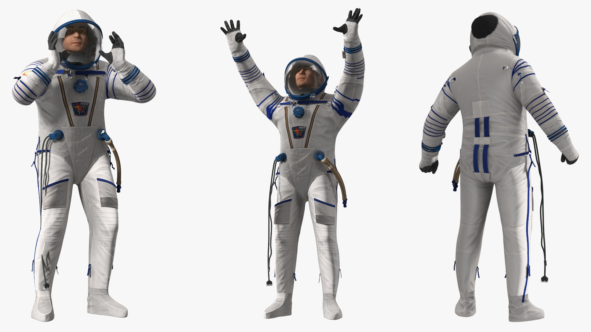 3D Astronaut Wears a Russian Sokol Suit KV2 Rigged for Maya