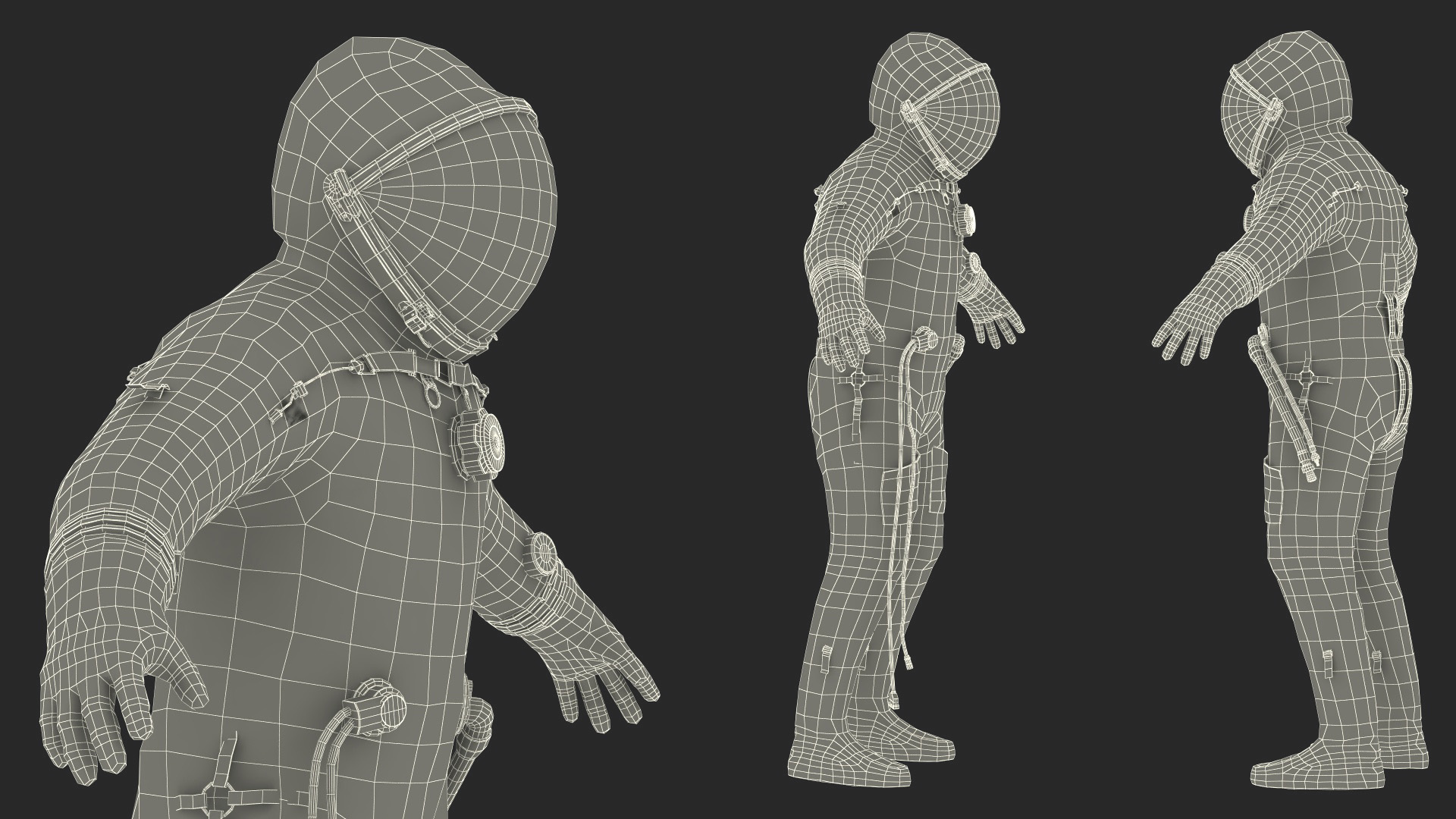 3D Astronaut Wears a Russian Sokol Suit KV2 Rigged for Maya