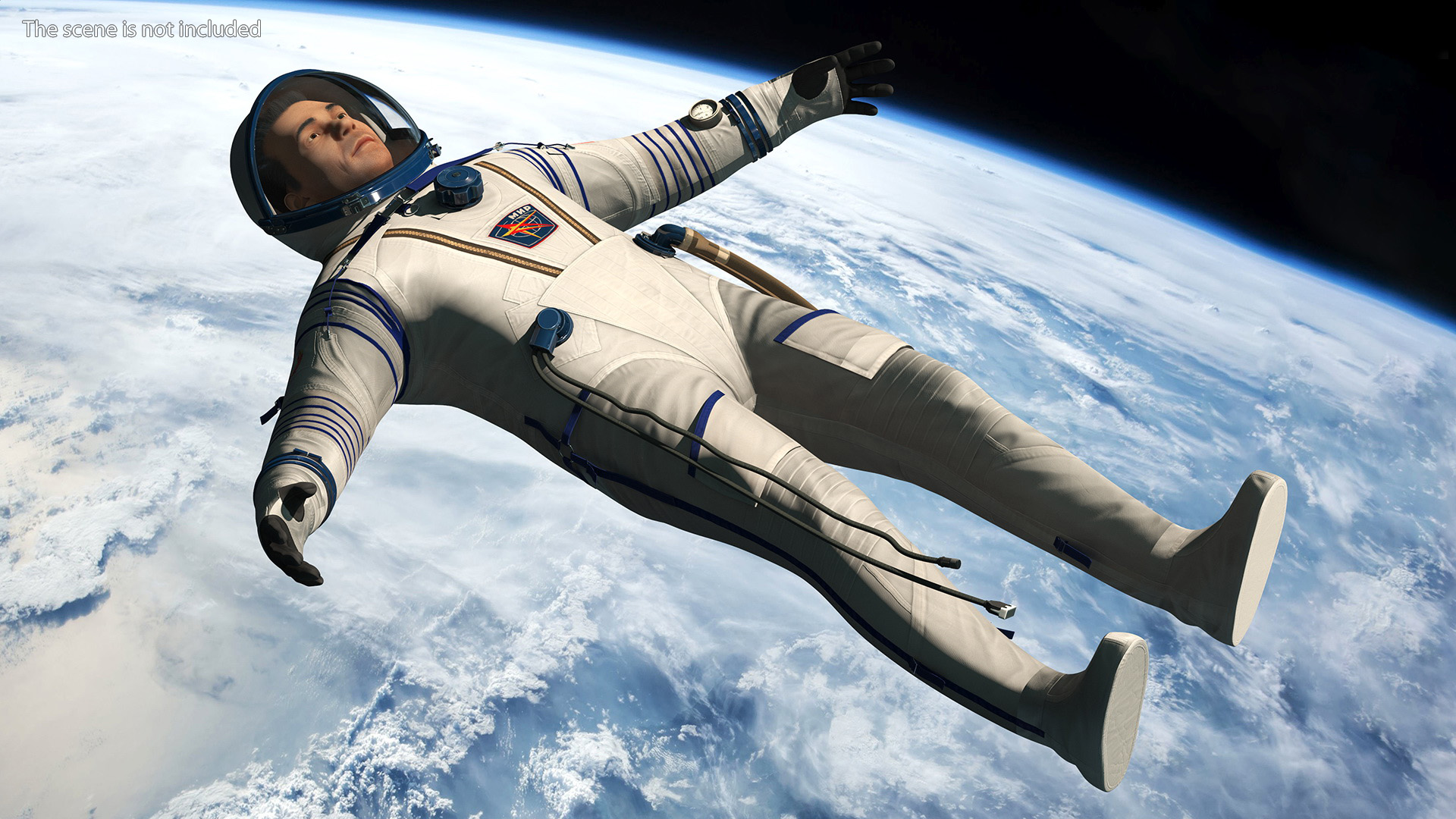 3D Astronaut Wears a Russian Sokol Suit KV2 Rigged for Maya