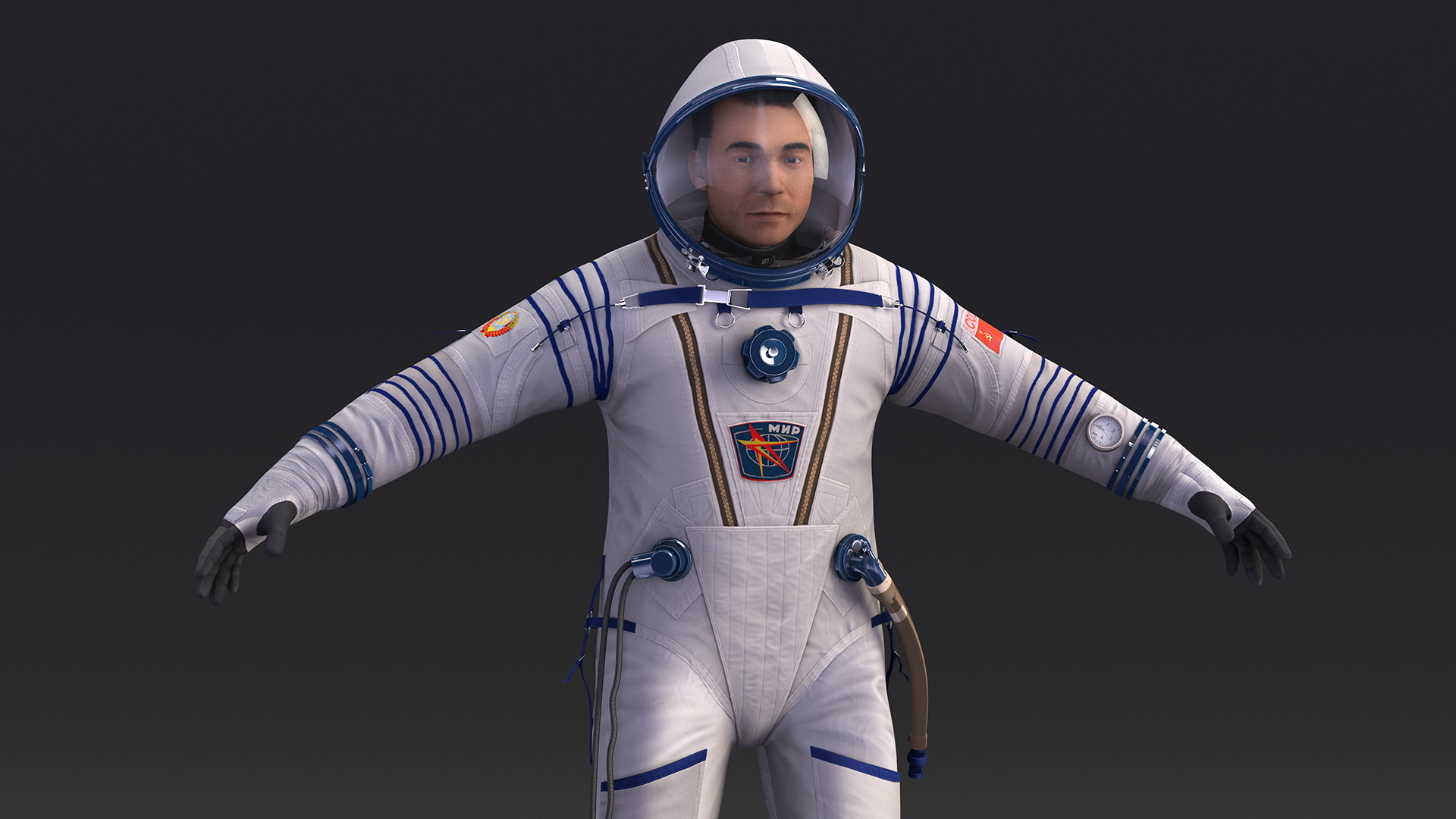 3D Astronaut Wears a Russian Sokol Suit KV2 Rigged for Maya
