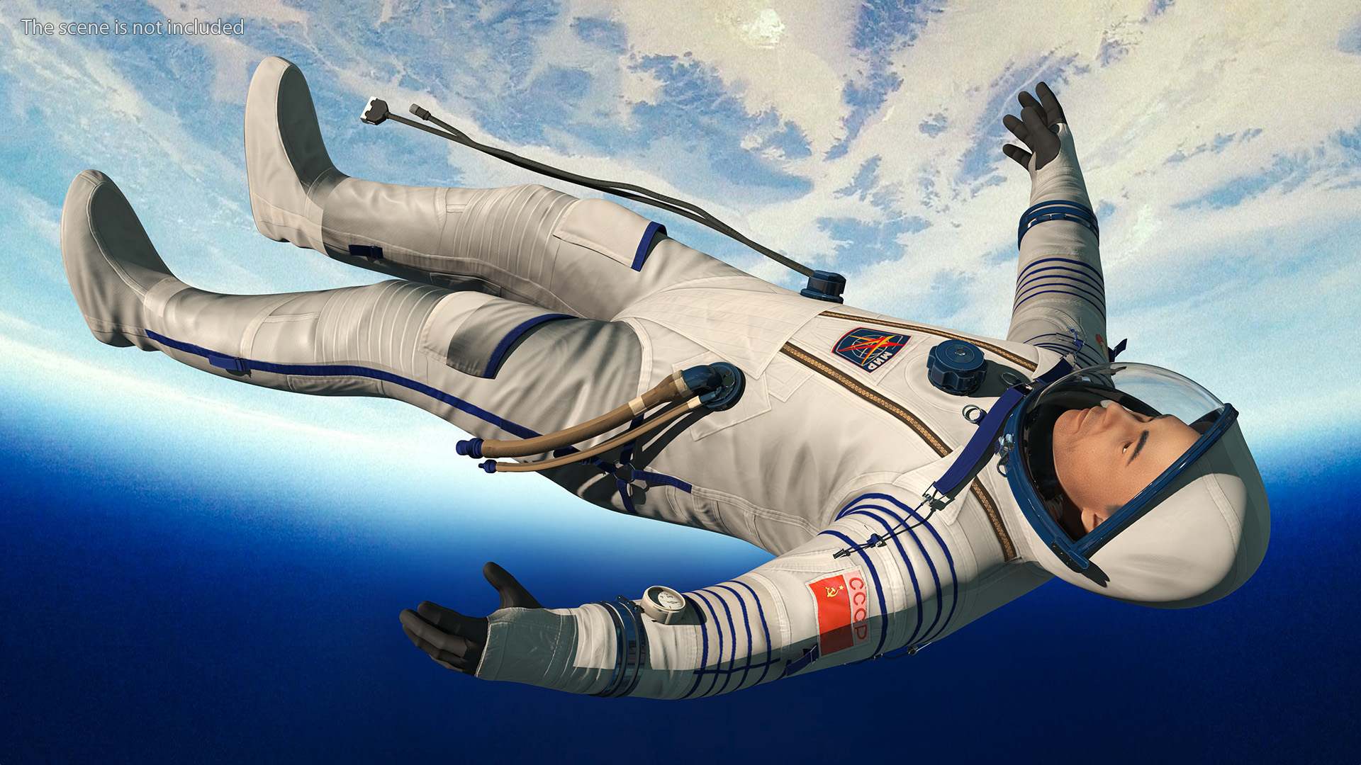 3D Astronaut Wears a Russian Sokol Suit KV2 Rigged for Maya