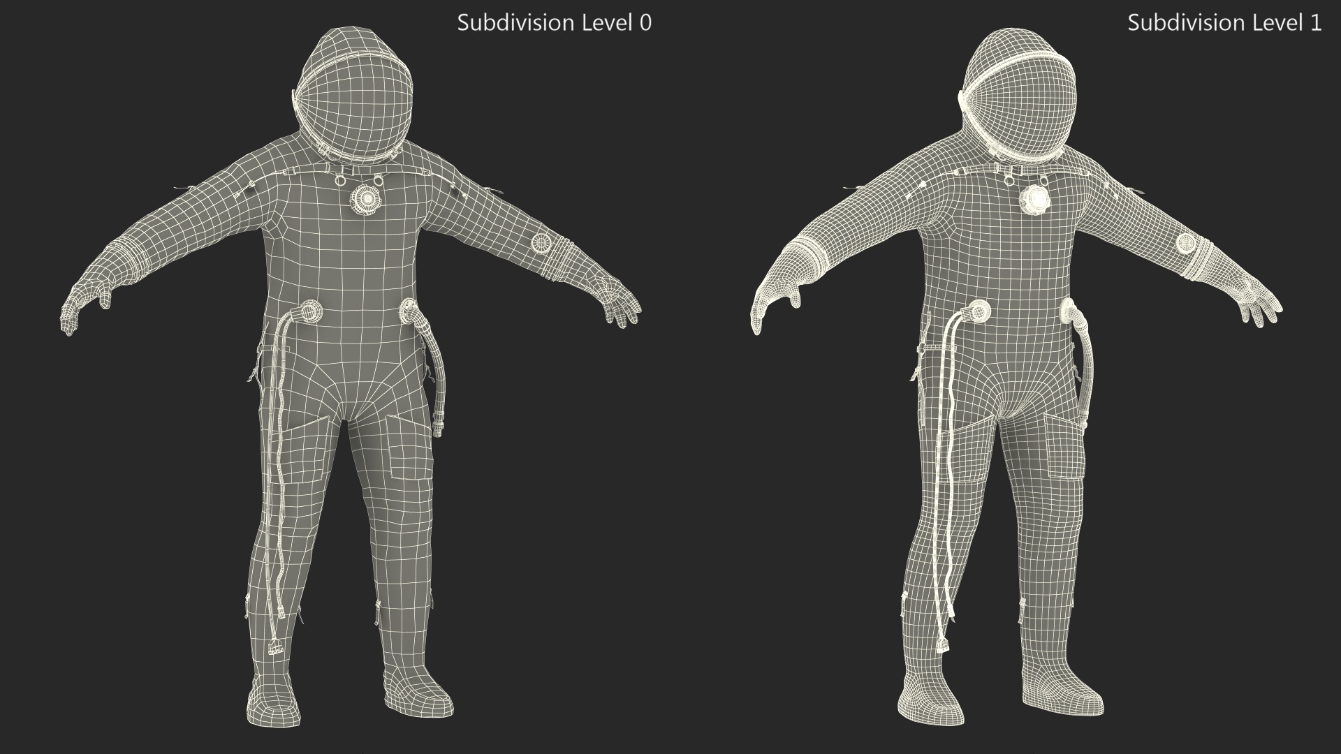 3D Astronaut Wears a Russian Sokol Suit KV2 Rigged for Maya