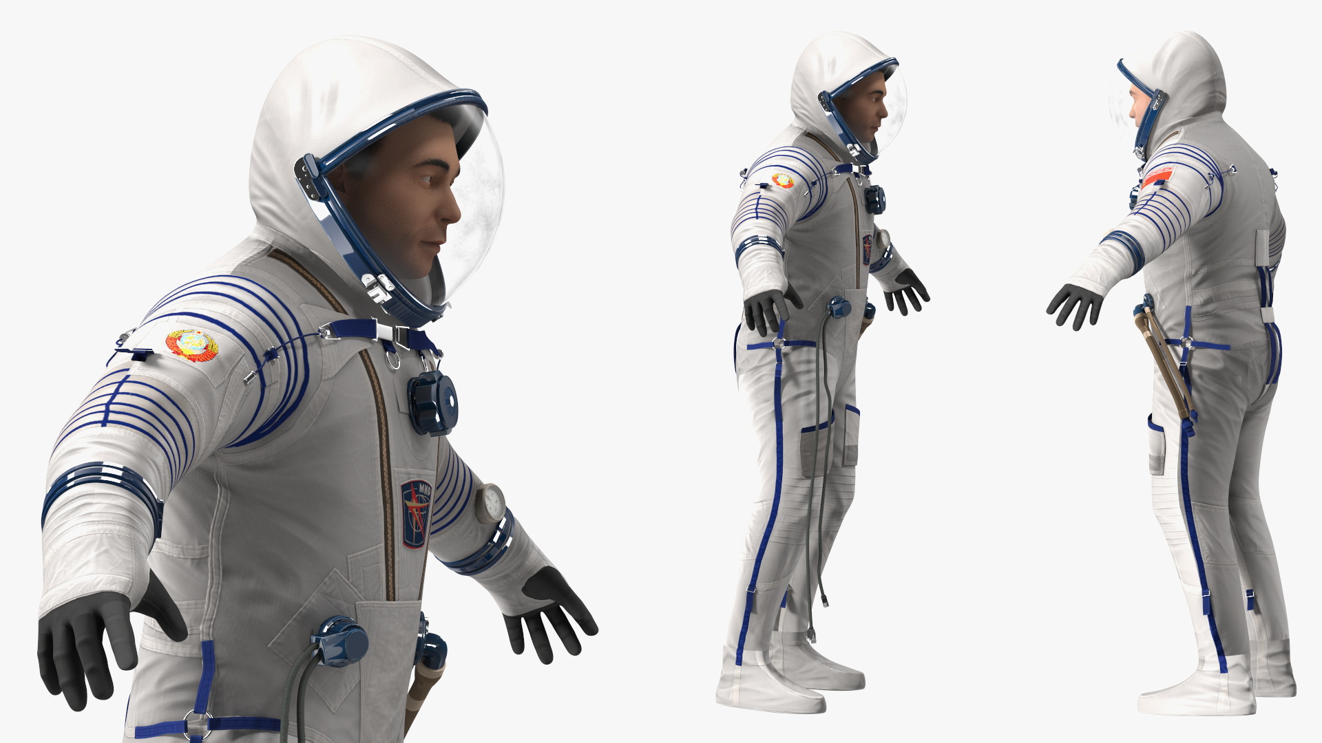 3D Astronaut Wears a Russian Sokol Suit KV2 Rigged for Maya