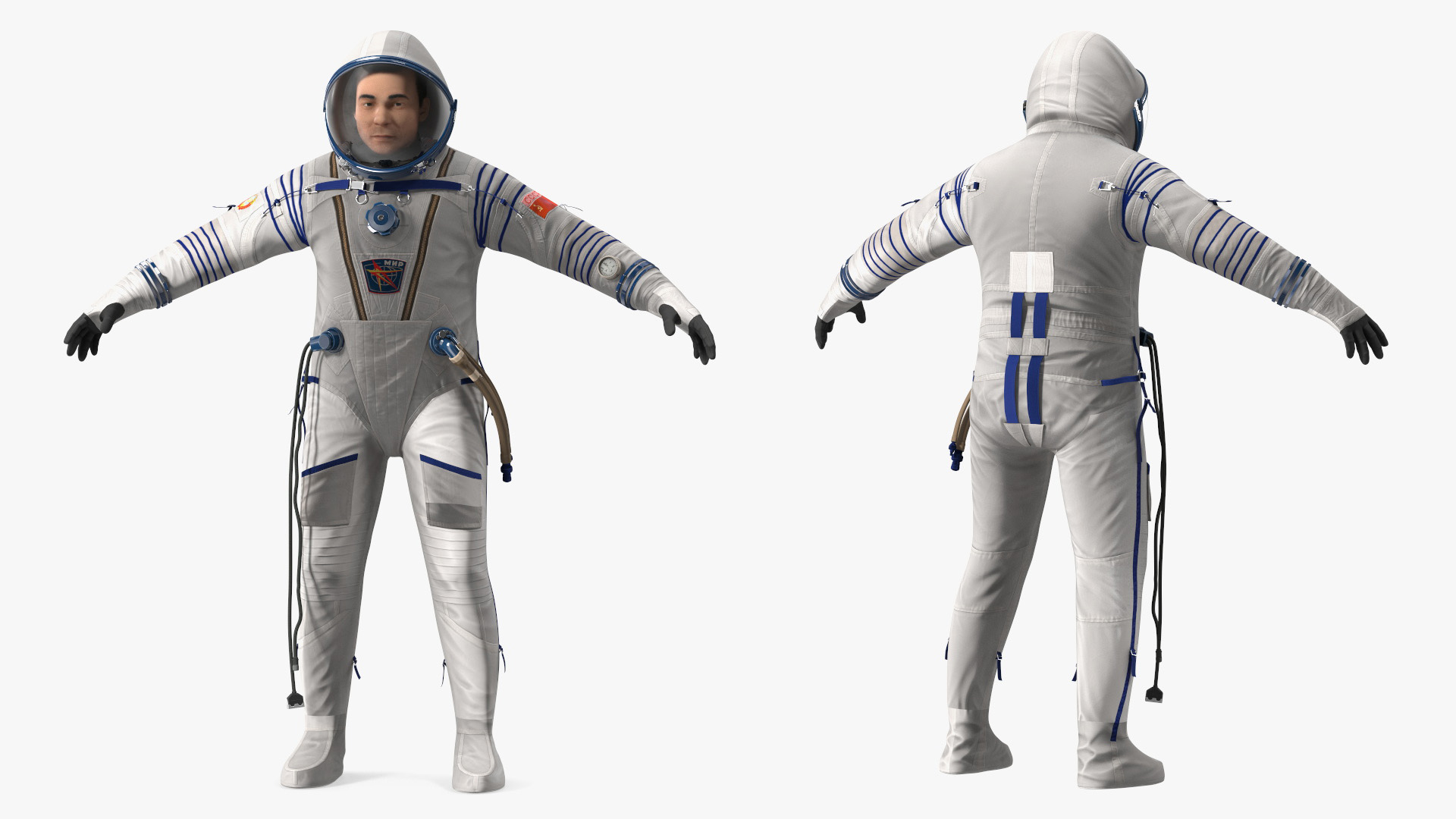 3D Astronaut Wears a Russian Sokol Suit KV2 Rigged for Maya