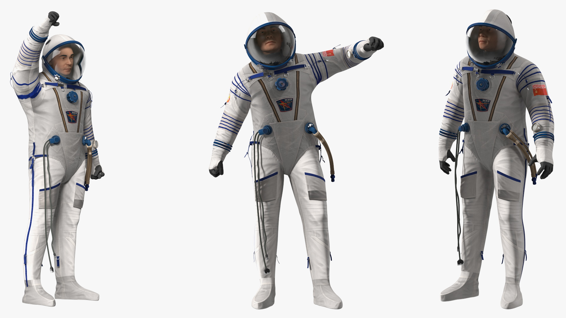 3D Astronaut Wears a Russian Sokol Suit KV2 Rigged for Maya