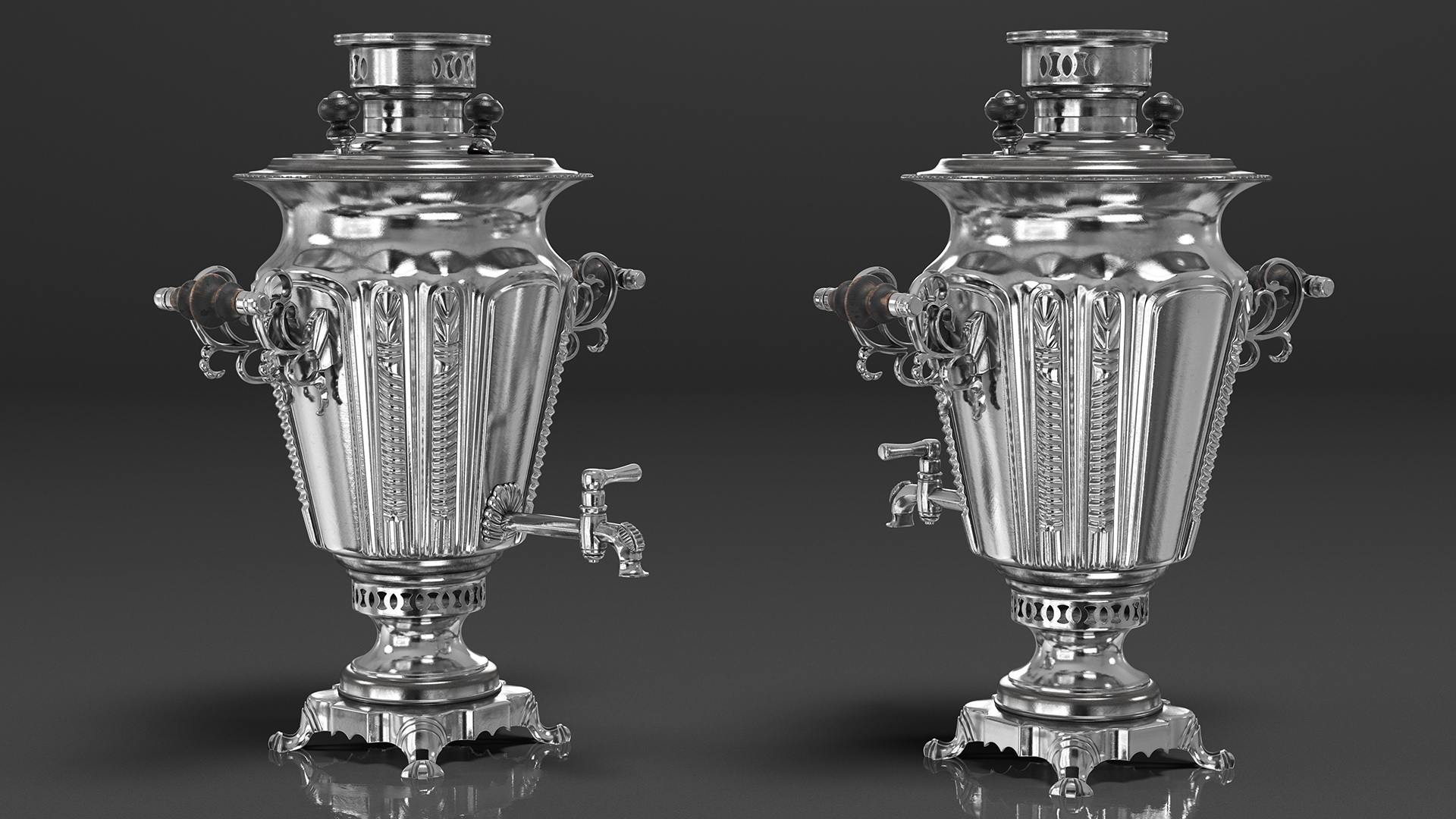 Russian Antique Silver Plated Samovar 3D