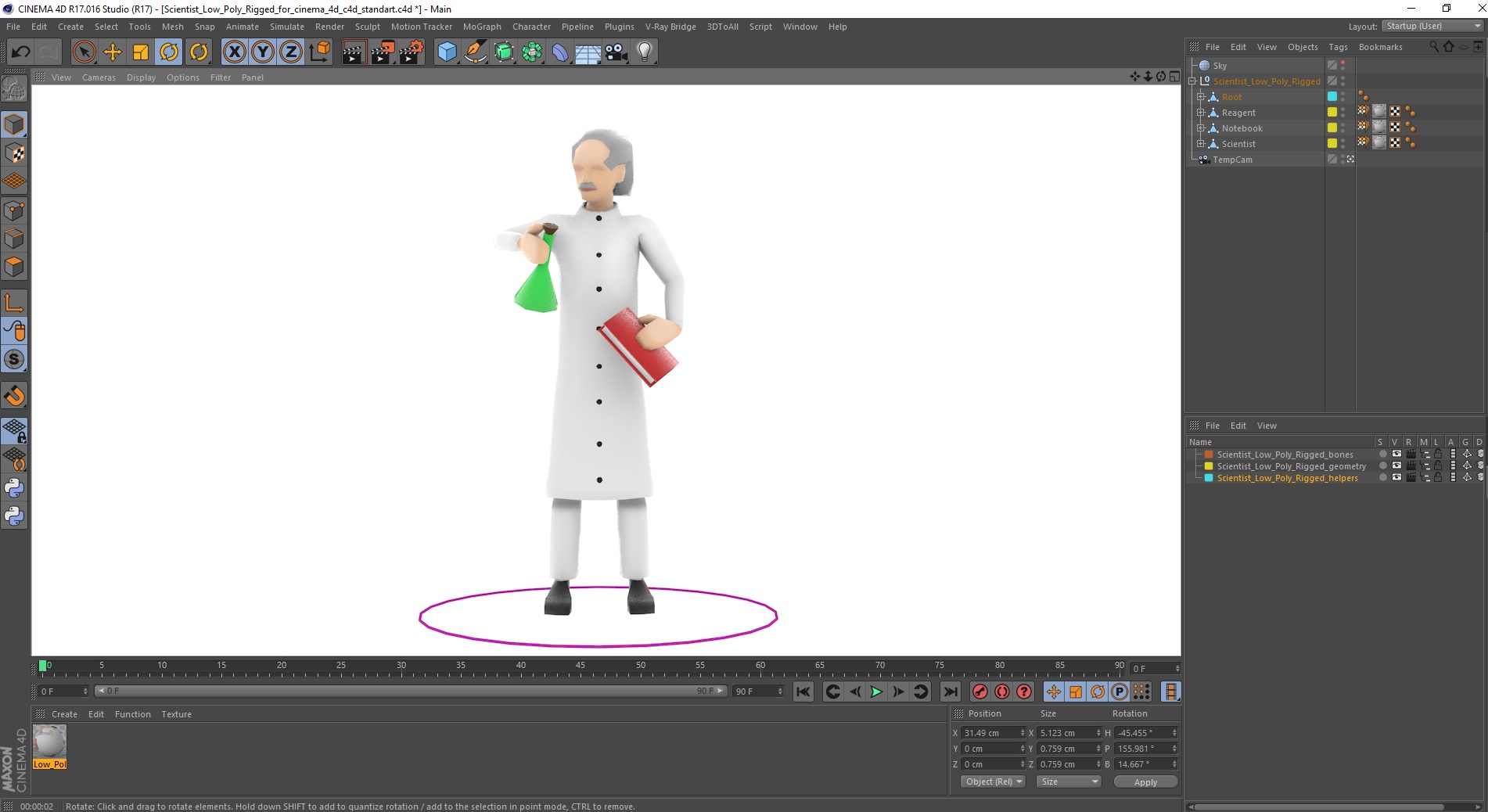 Scientist Low Poly Rigged for Cinema 4D 3D model
