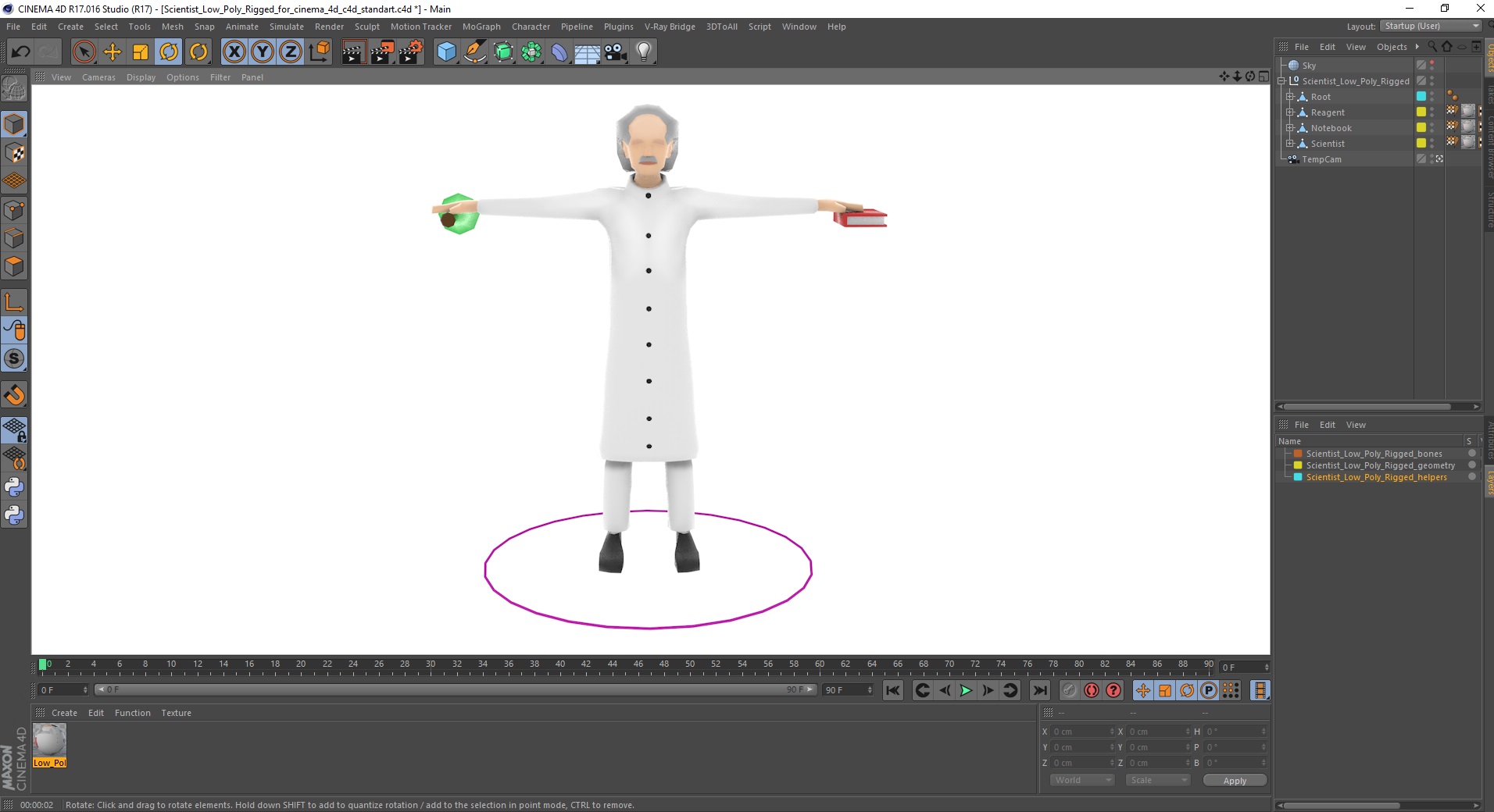 Scientist Low Poly Rigged for Cinema 4D 3D model