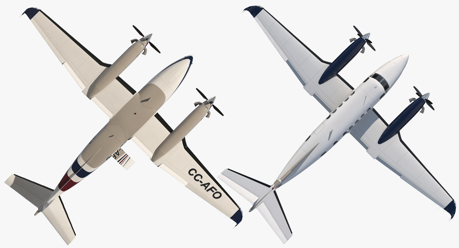3D Civil Utility Aircraft Beechcraft Super King Air 250EP Rigged