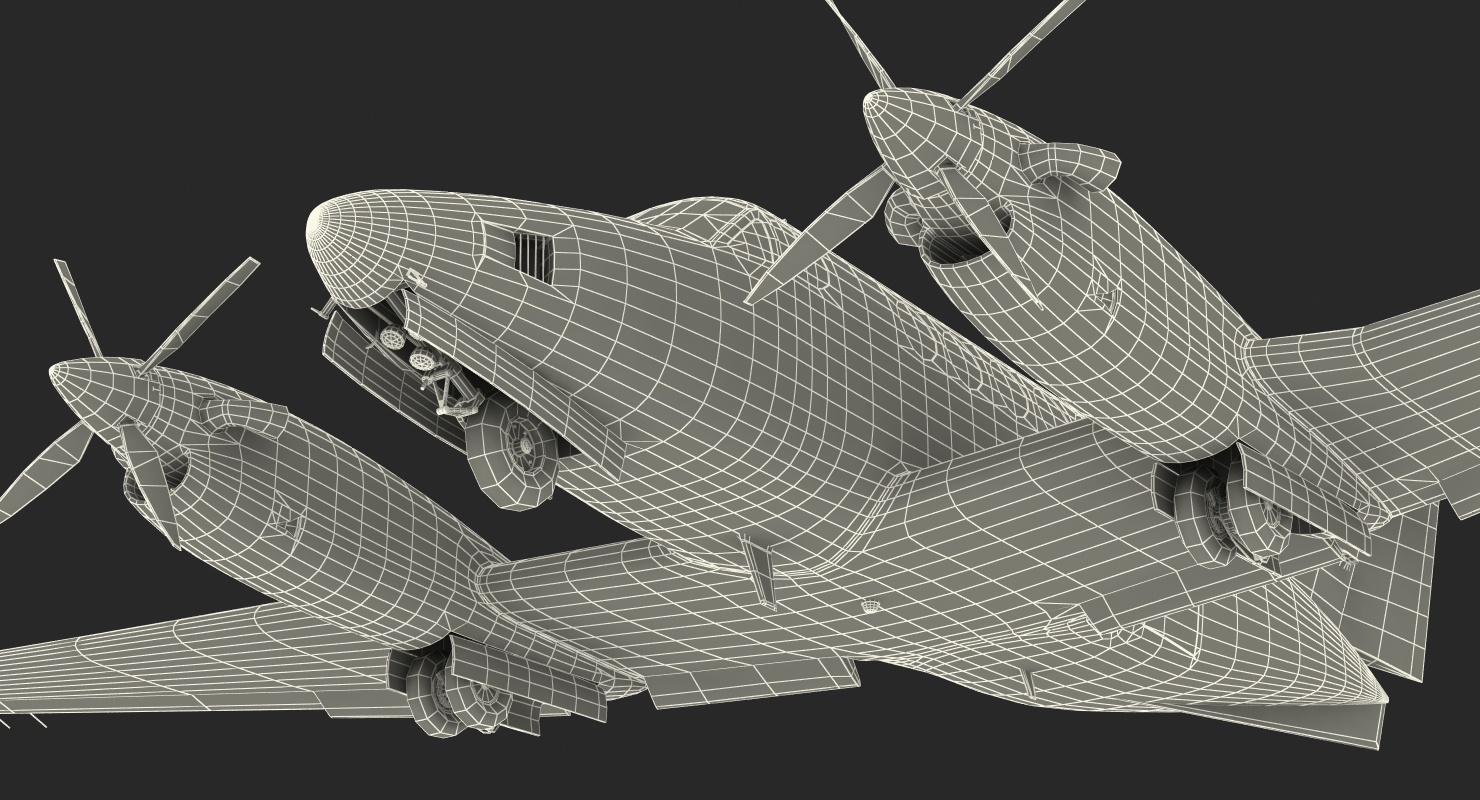 3D Civil Utility Aircraft Beechcraft Super King Air 250EP Rigged