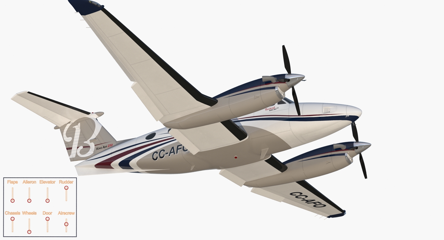 3D Civil Utility Aircraft Beechcraft Super King Air 250EP Rigged