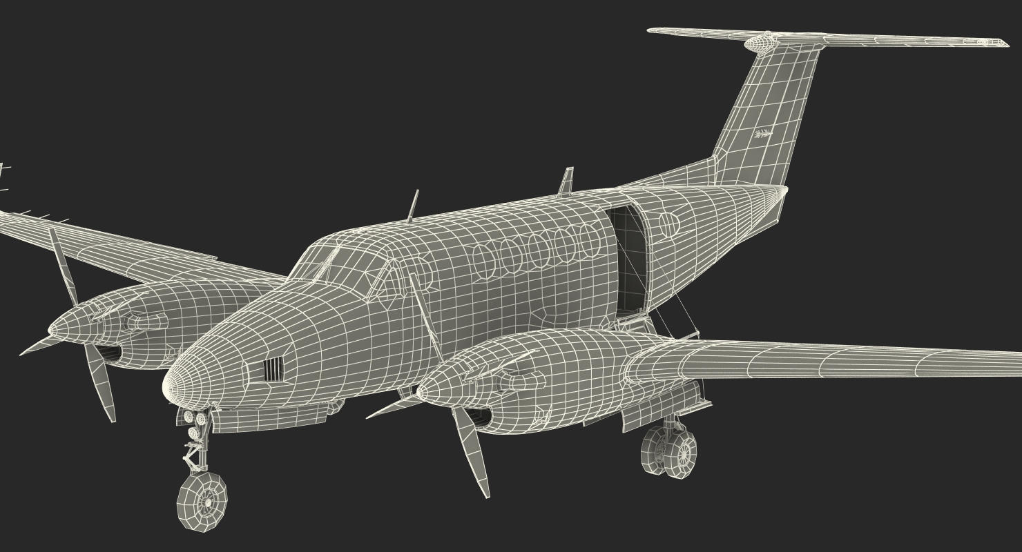 3D Civil Utility Aircraft Beechcraft Super King Air 250EP Rigged