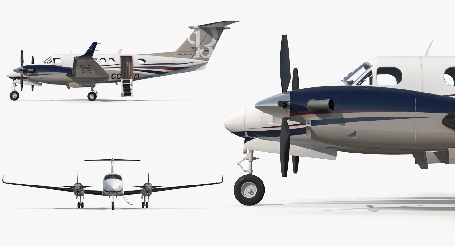 3D Civil Utility Aircraft Beechcraft Super King Air 250EP Rigged