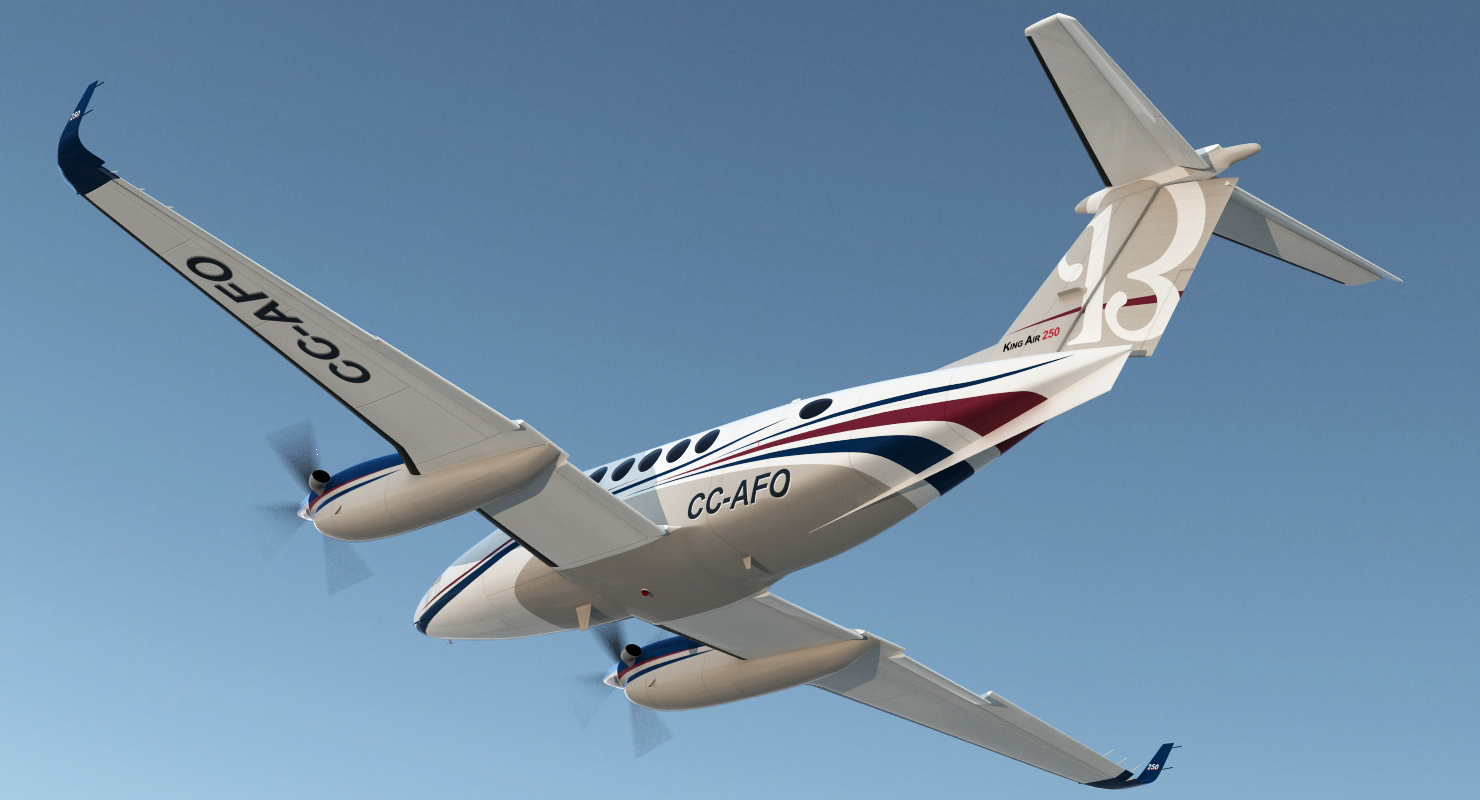 3D Civil Utility Aircraft Beechcraft Super King Air 250EP Rigged