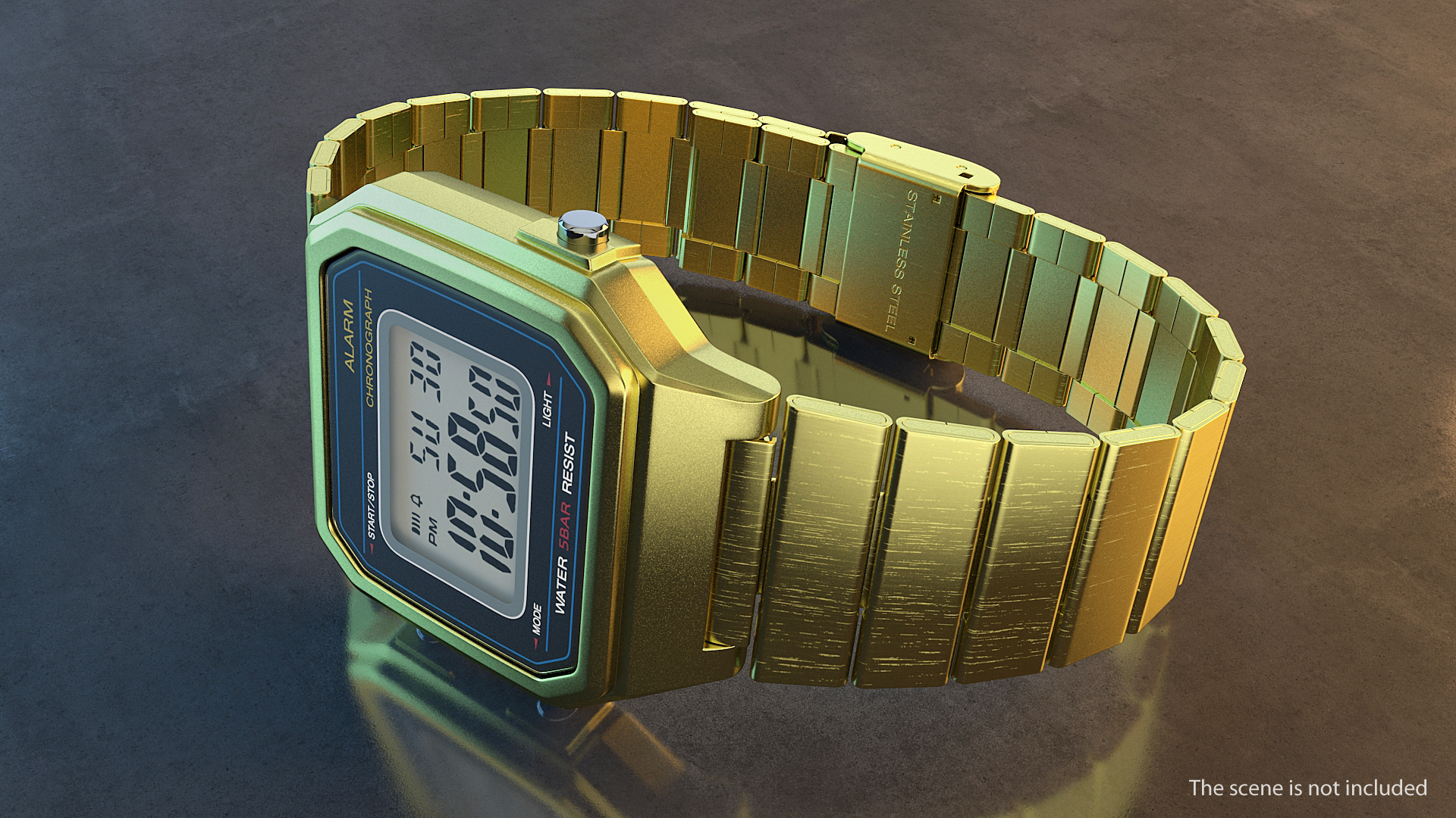 3D Golden Electronic Watch Generic