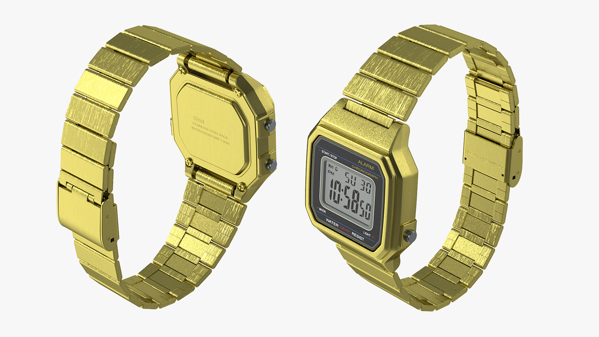 3D Golden Electronic Watch Generic