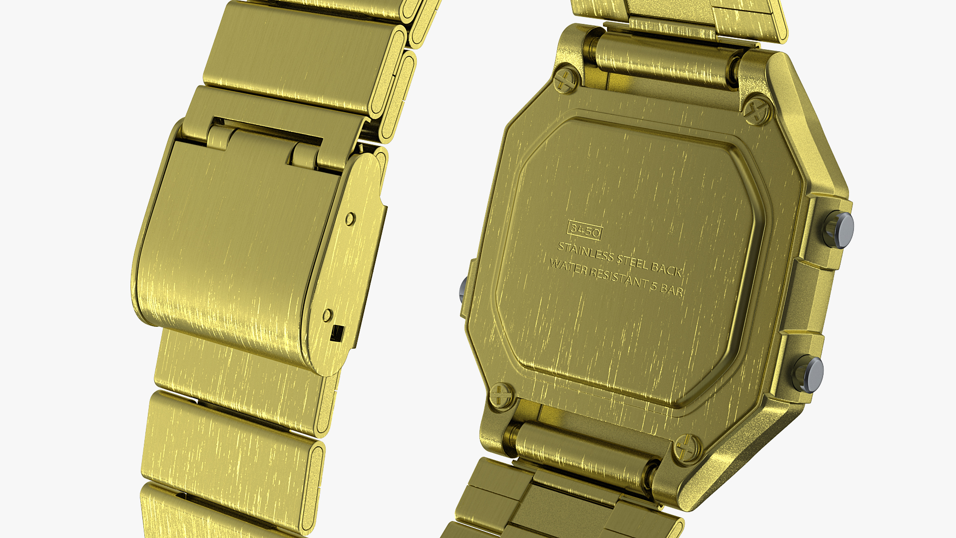 3D Golden Electronic Watch Generic