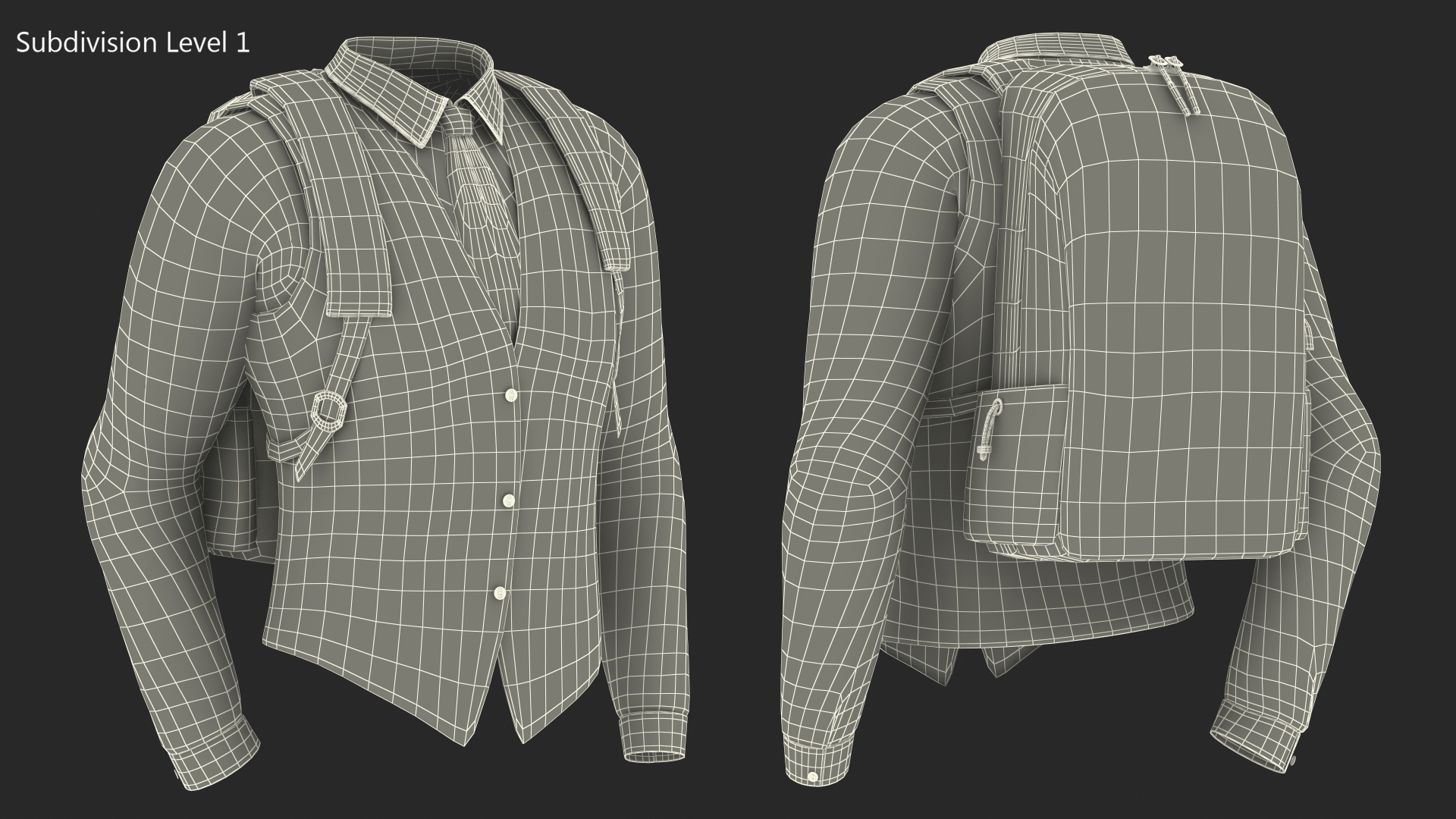 3D model School Vest with Bag