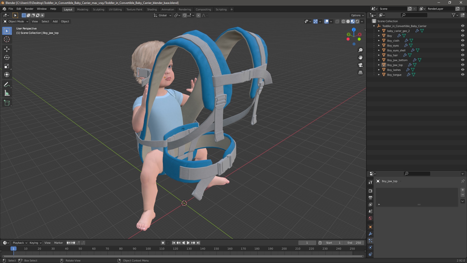 3D model Toddler in Convertible Baby Carrier