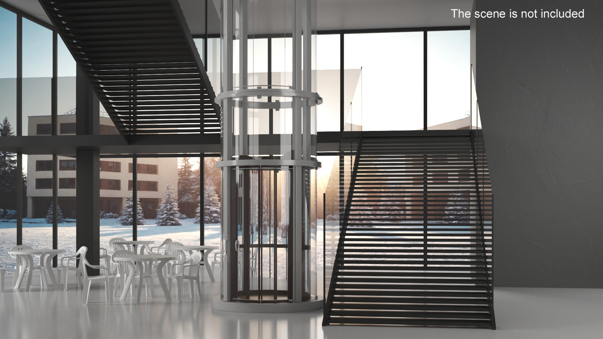 3D Vuelift Glass Elevator White model