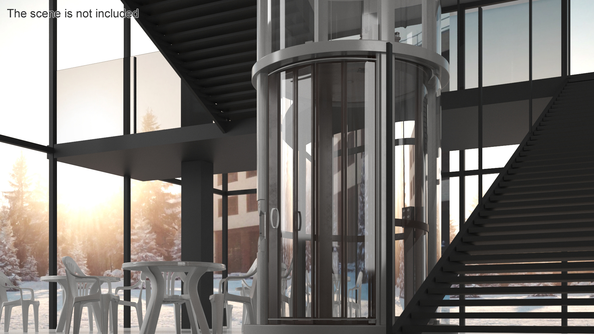 3D Vuelift Glass Elevator White model