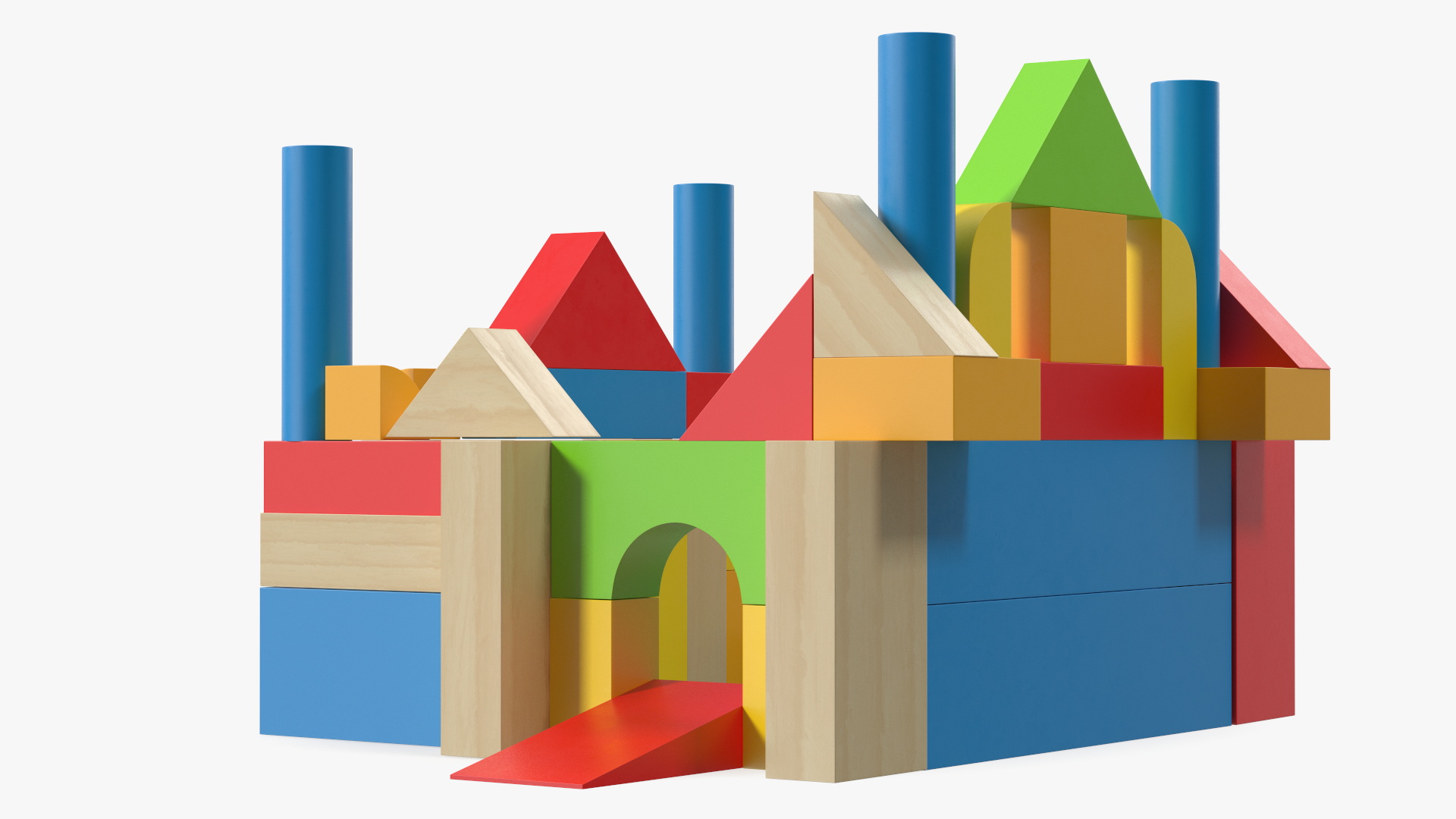3D Wooden Constructor Castle Colored model