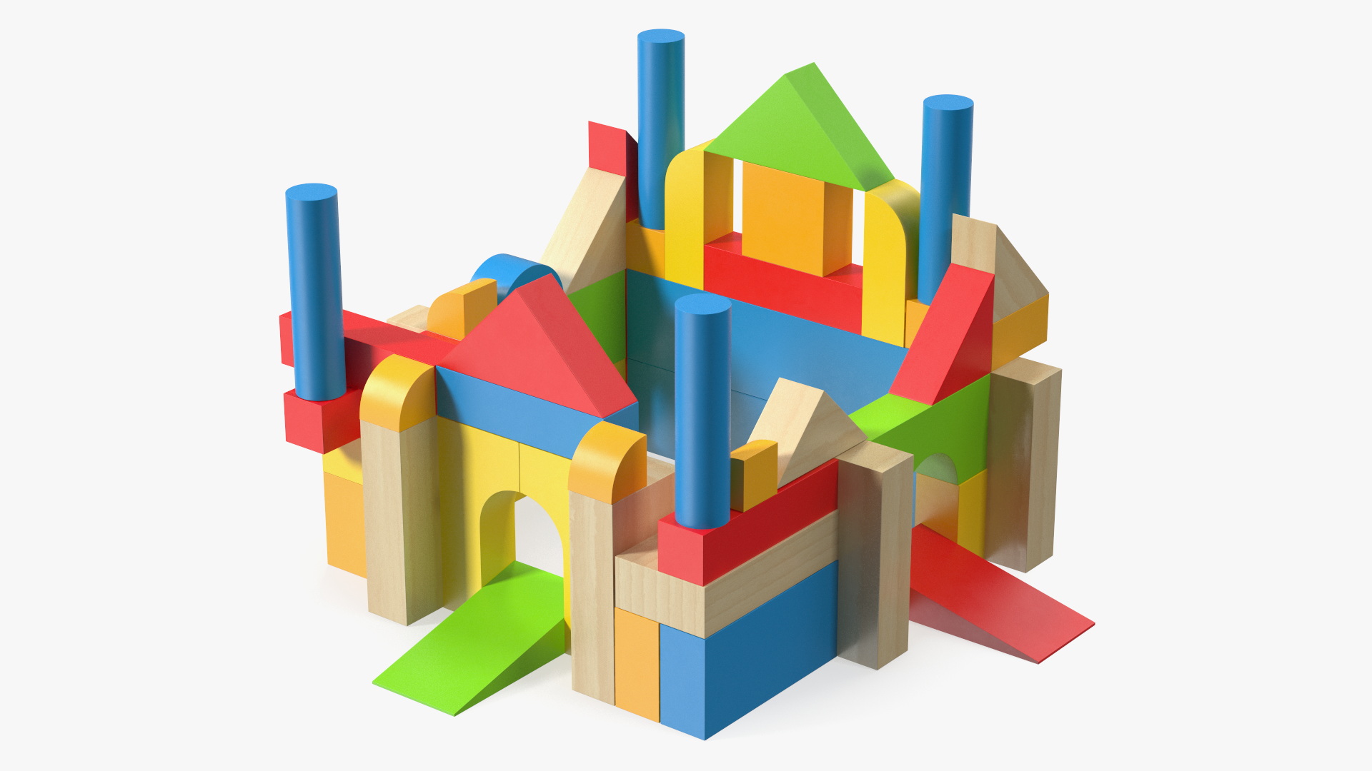 3D Wooden Constructor Castle Colored model