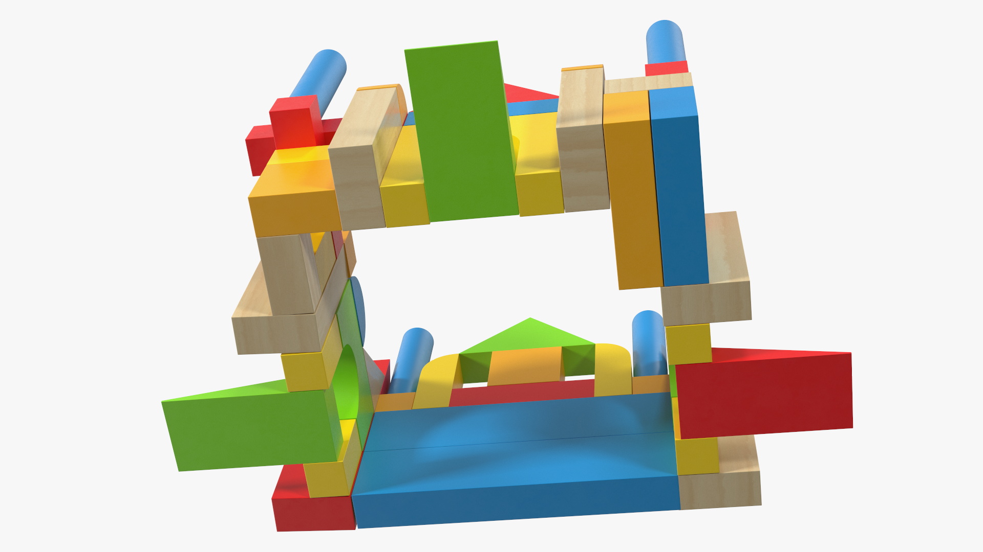 3D Wooden Constructor Castle Colored model