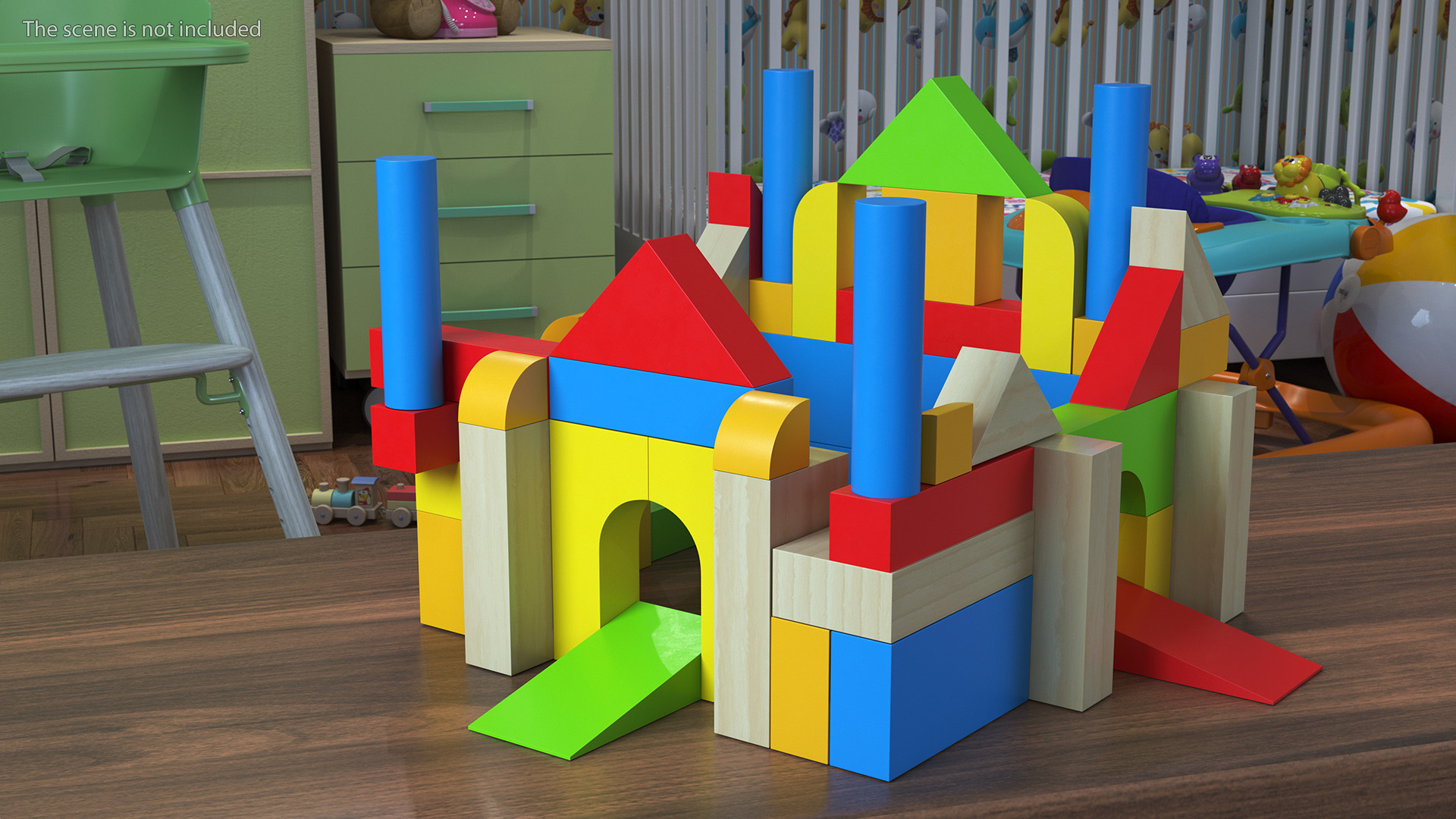 3D Wooden Constructor Castle Colored model