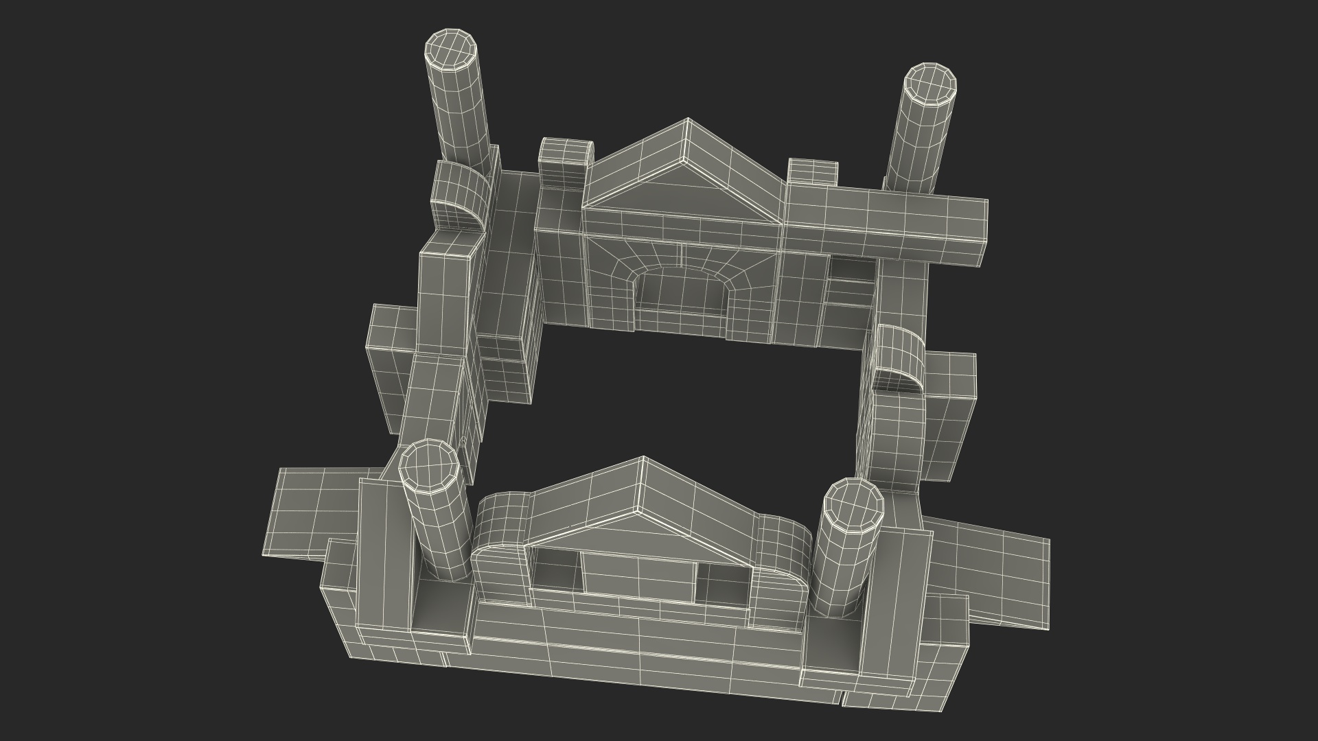 3D Wooden Constructor Castle Colored model