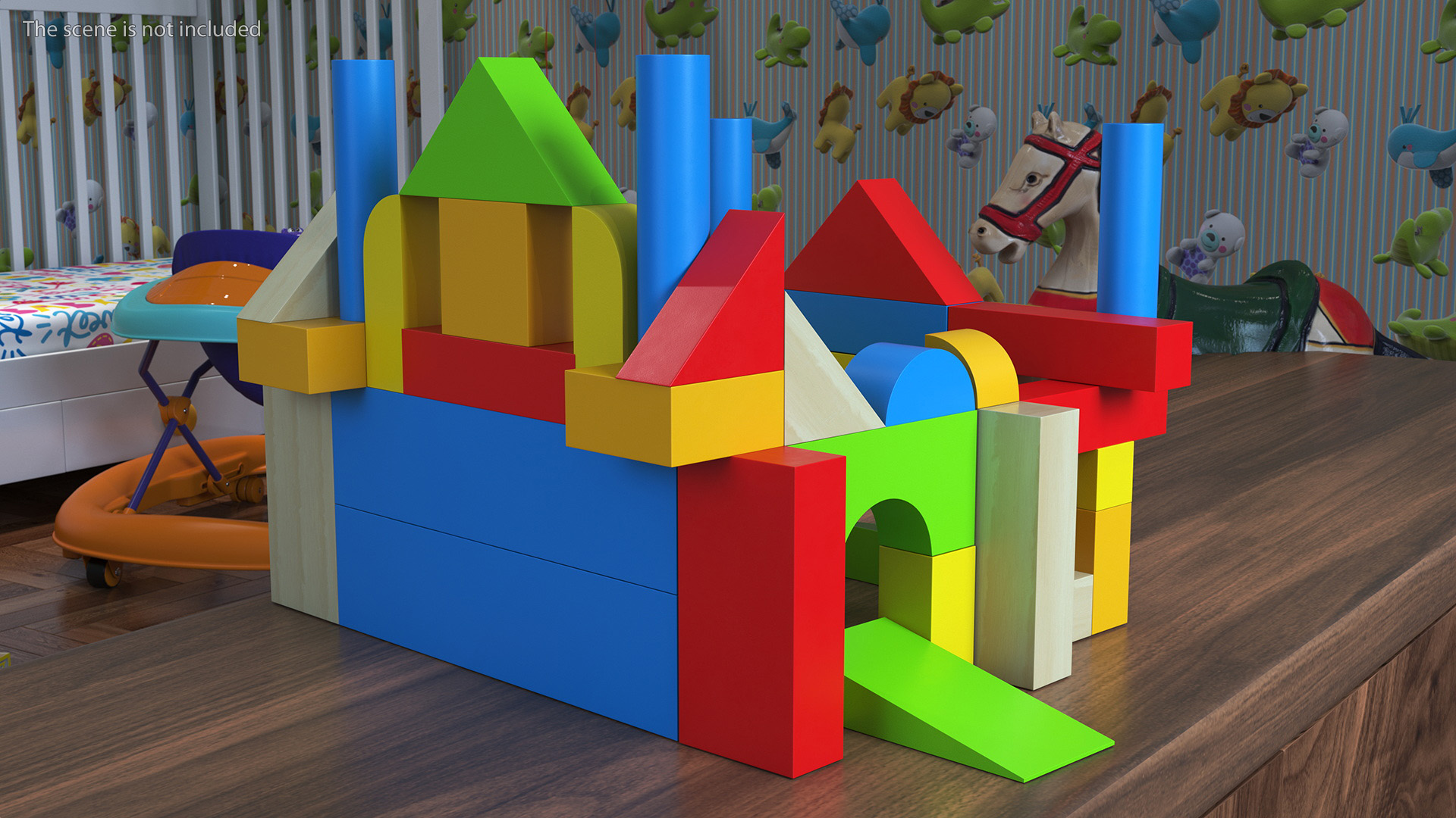 3D Wooden Constructor Castle Colored model