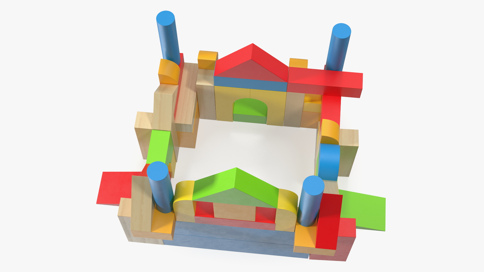 3D Wooden Constructor Castle Colored model