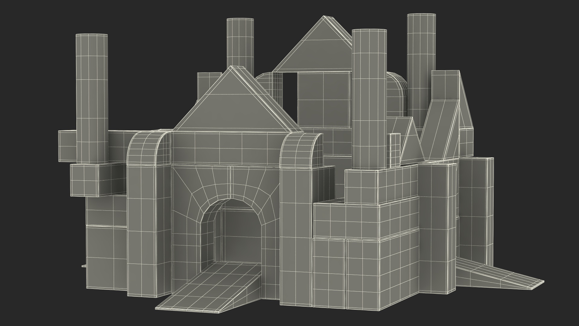 3D Wooden Constructor Castle Colored model