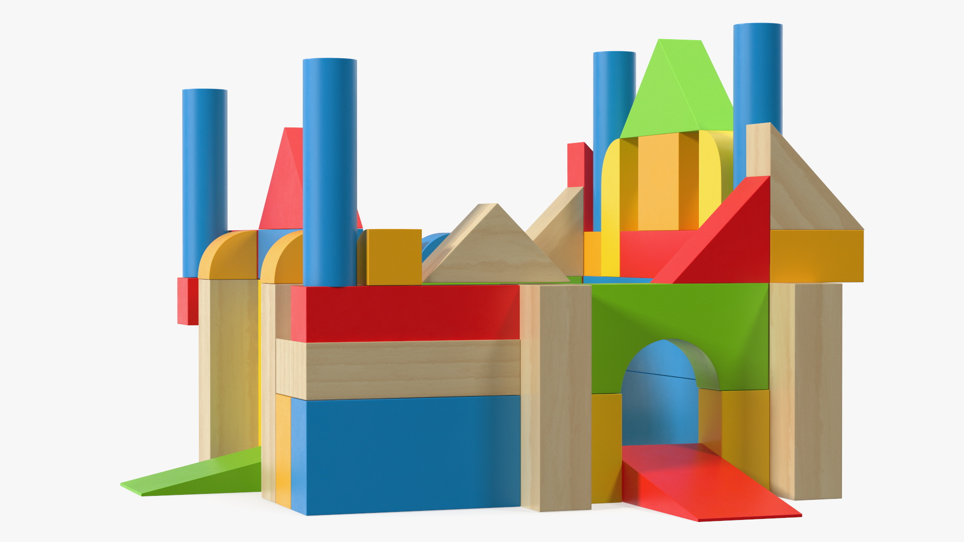 3D Wooden Constructor Castle Colored model