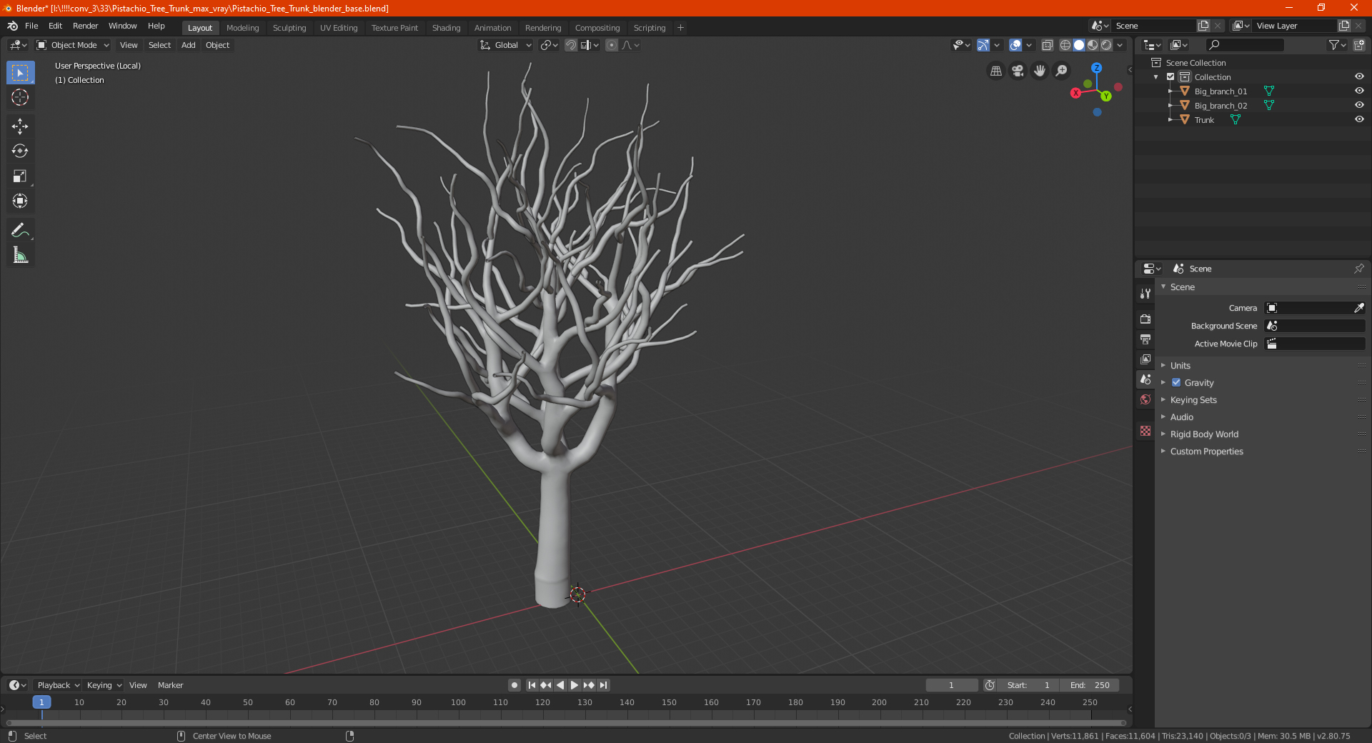3D model Pistachio Tree Trunk