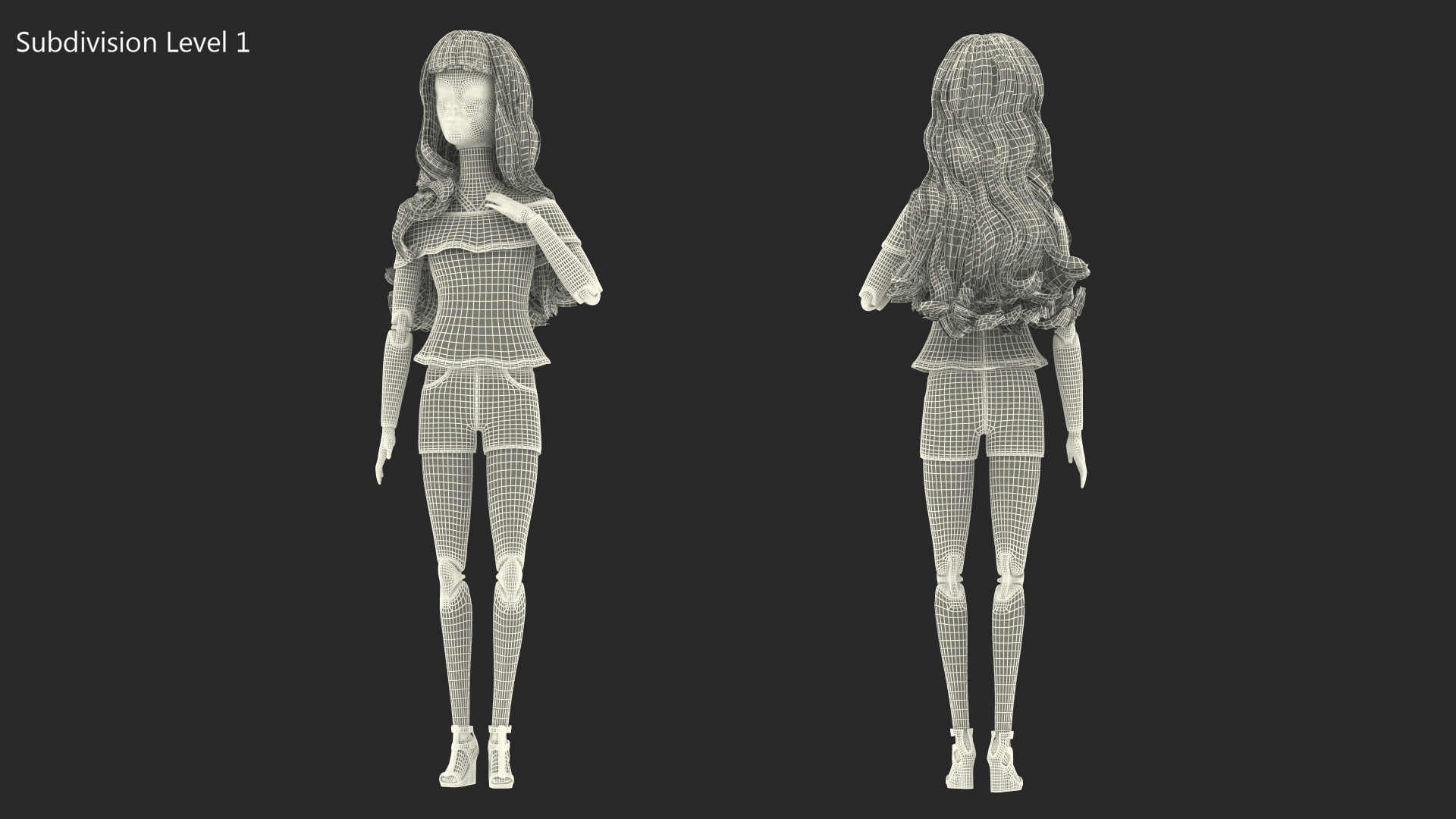 3D Barbie Doll Jeans Style model