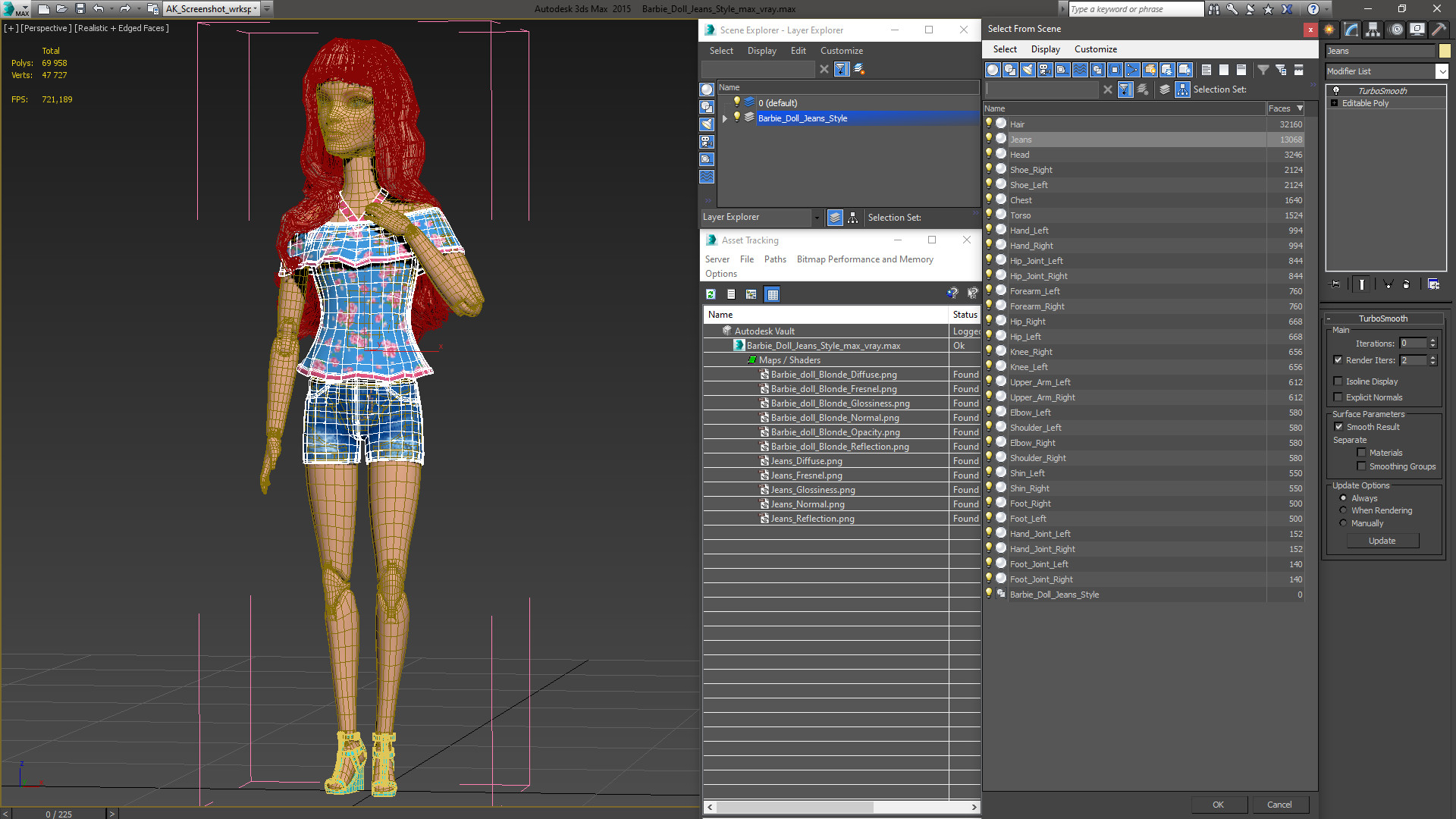 3D Barbie Doll Jeans Style model