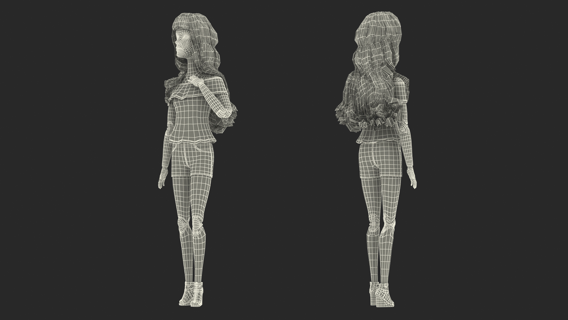 3D Barbie Doll Jeans Style model