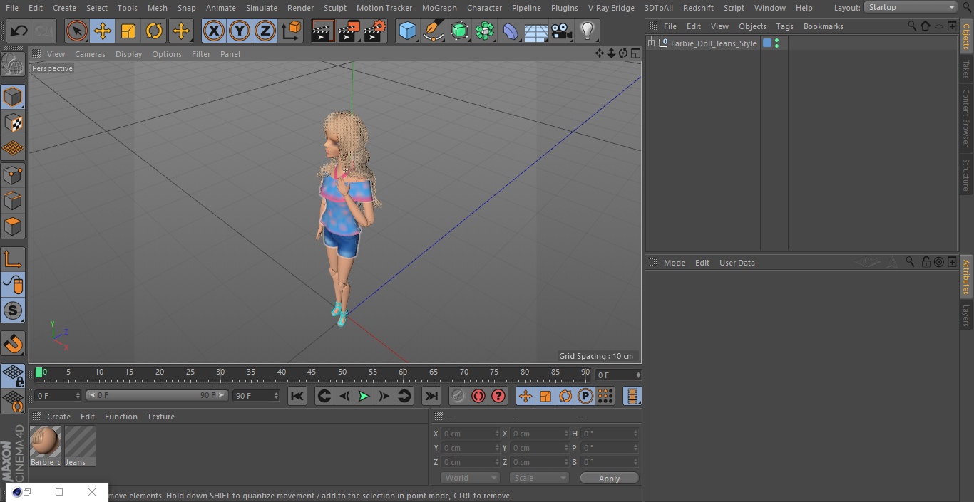 3D Barbie Doll Jeans Style model
