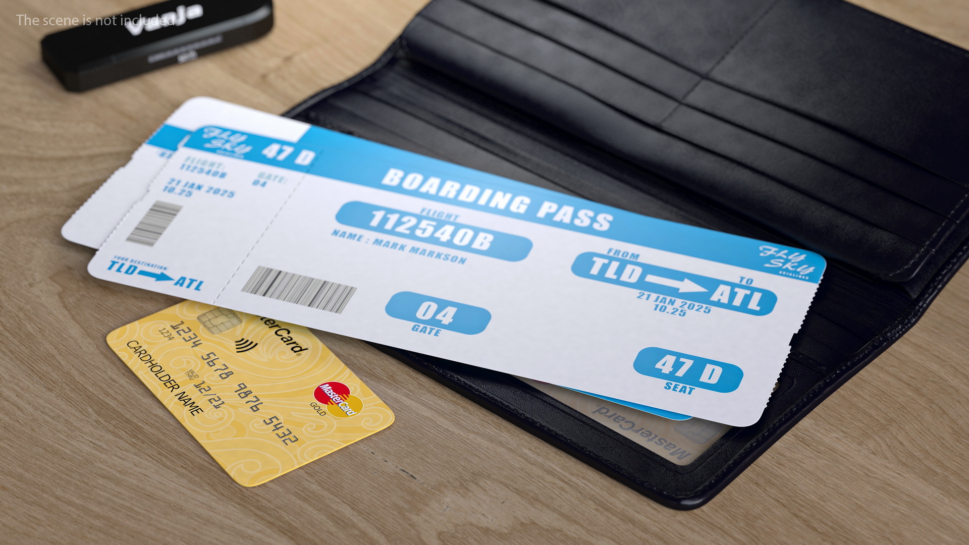 3D Blue Boarding Pass model
